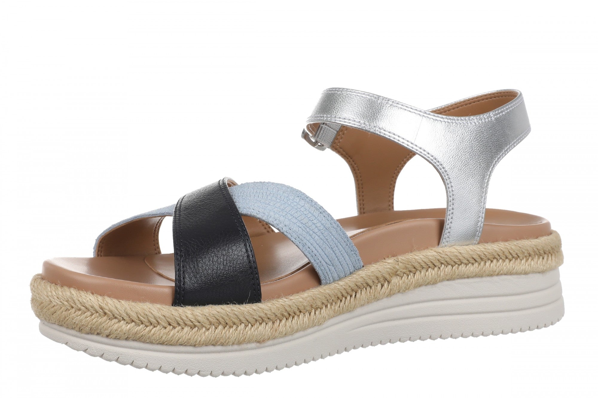 Vionic Mar Women's Platform Wedge Sandal - Navy Multi - Left angle