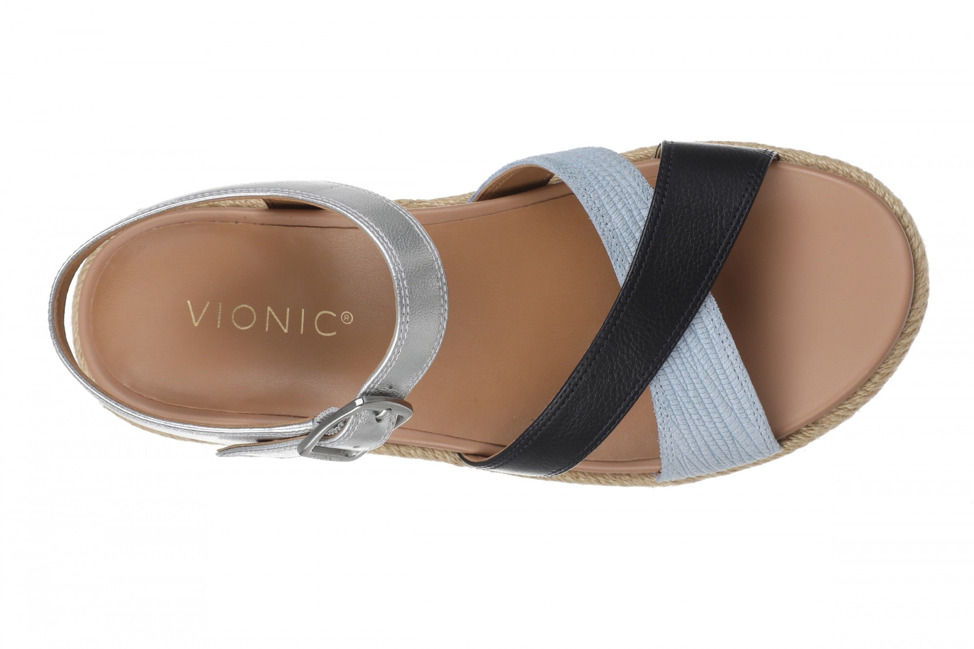 Vionic Mar Women's Platform Wedge Sandal - Navy Multi - Top