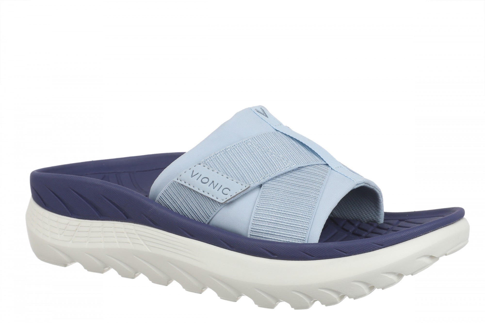 Vionic Rebound Unisex Recovery Slide Sandals - Comfort & Support - Blue Mist - Angle main
