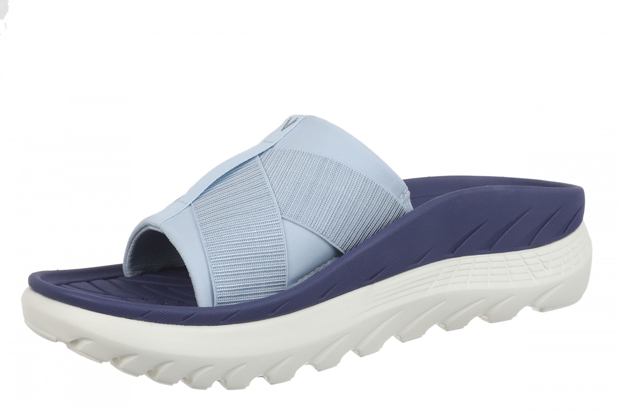 Vionic Rebound Unisex Recovery Slide Sandals - Comfort & Support - Blue Mist - Left angle
