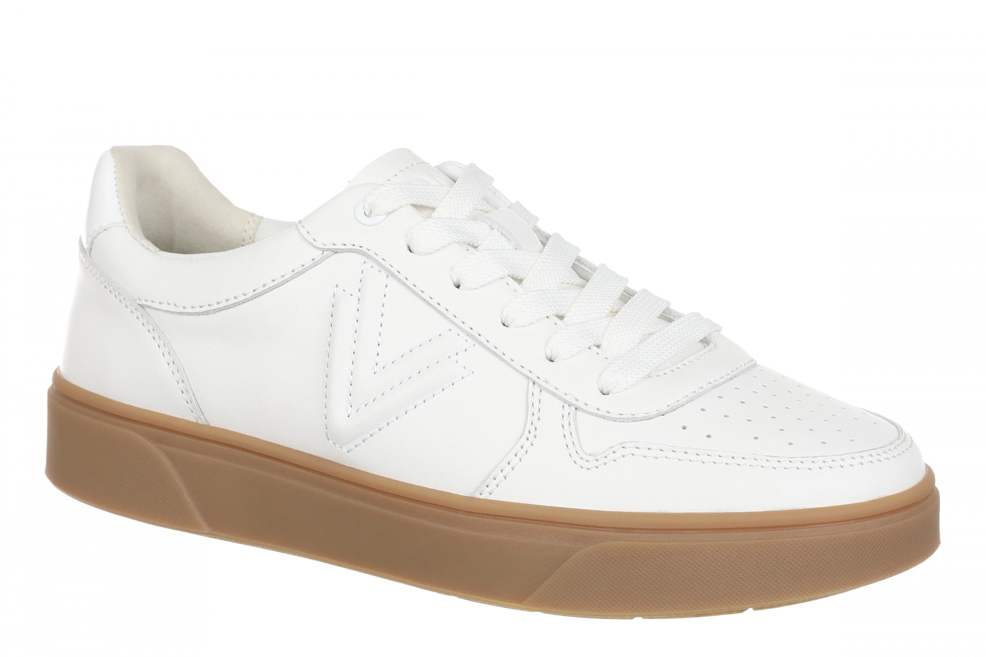 Vionic Kimmie Court - Women's Casual Leather Lace-up Orthotic Shoe - White/gum - Angle main