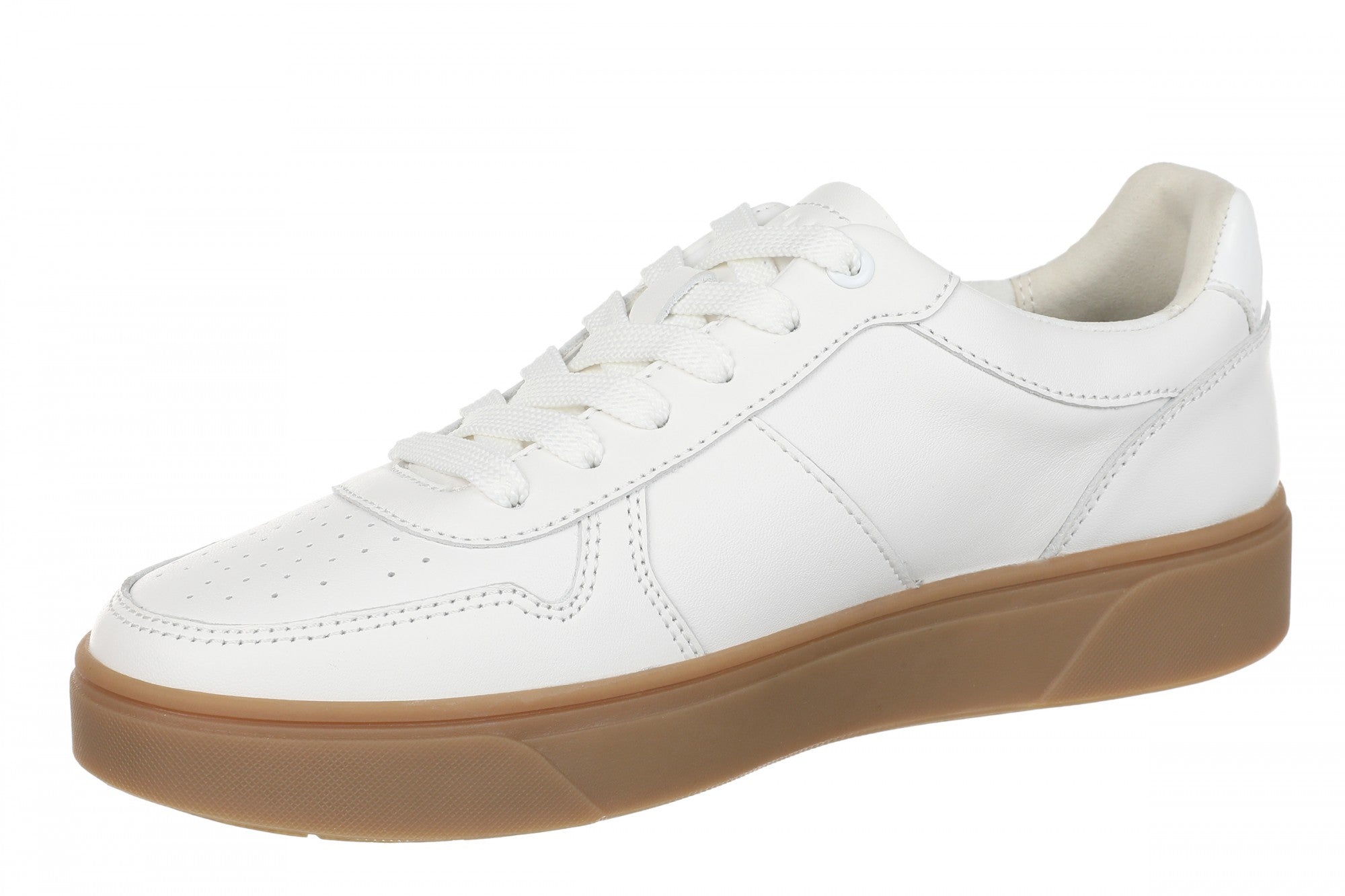 Vionic Kimmie Court - Women's Casual Leather Lace-up Orthotic Shoe - White/gum - Left angle