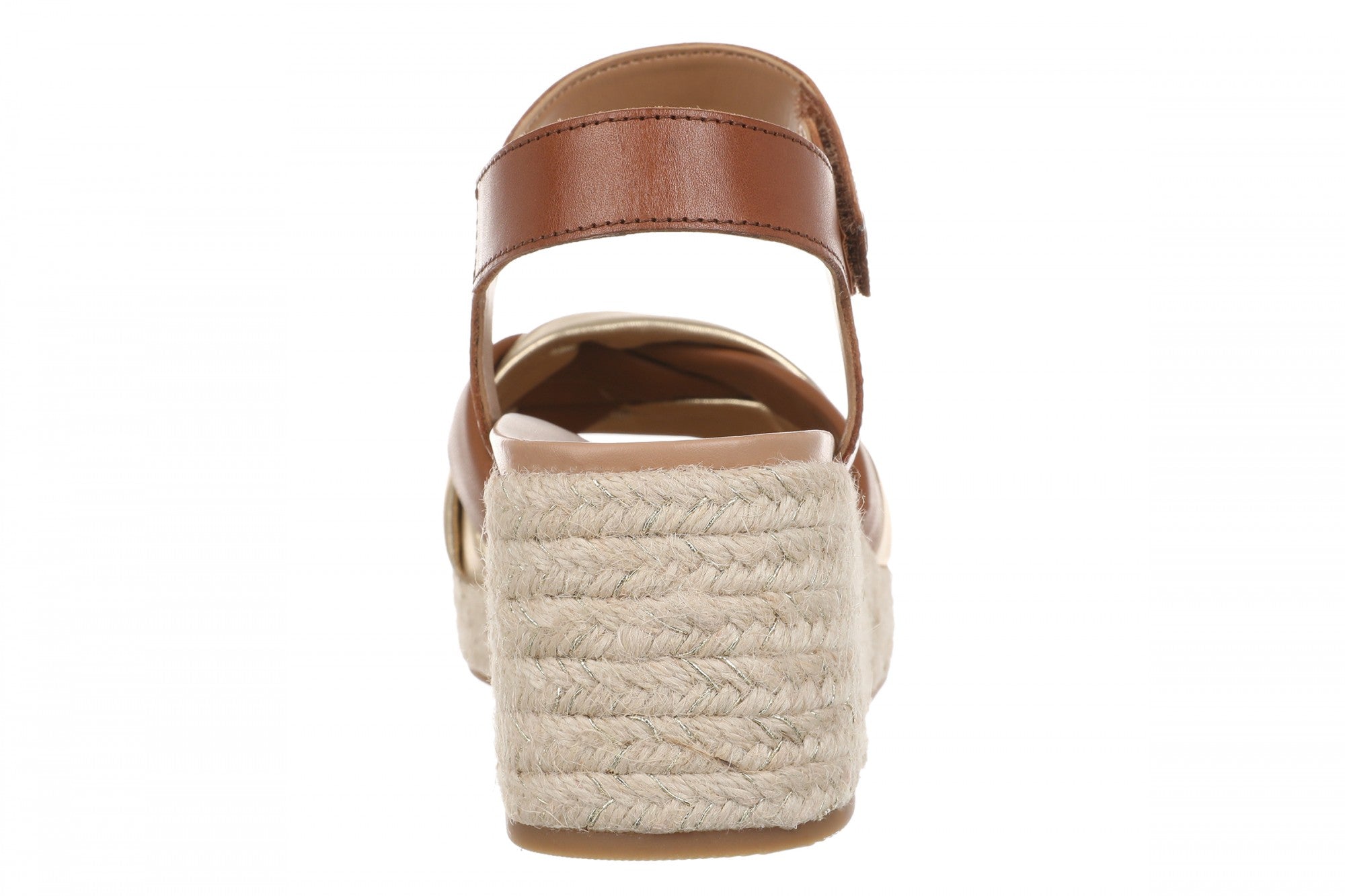 Vionic Saratoga Women's Wedge Comfort Espadrille Sandal - Tan/gold - Back
