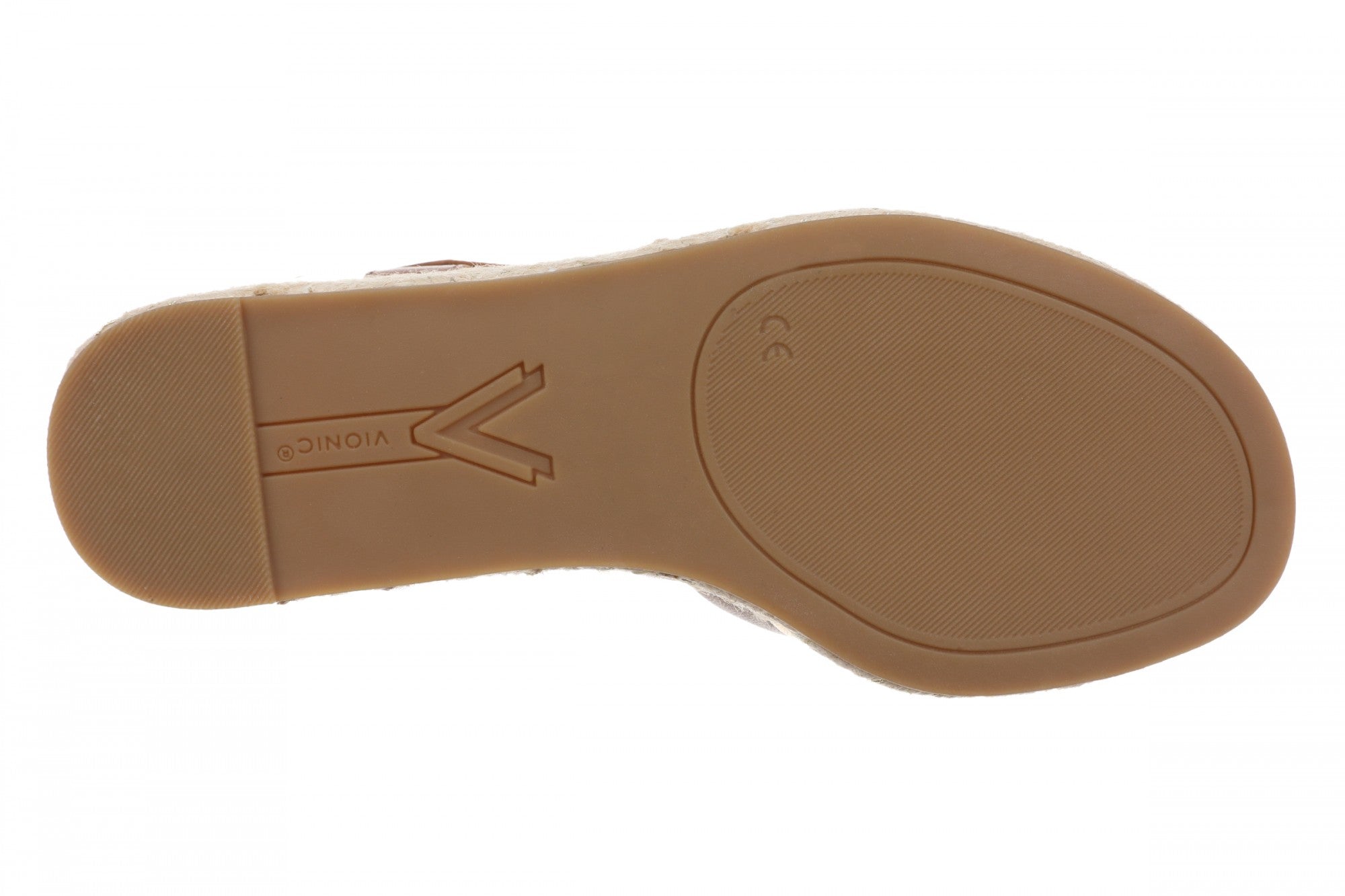 Vionic Saratoga Women's Wedge Comfort Espadrille Sandal - Tan/gold - Bottom