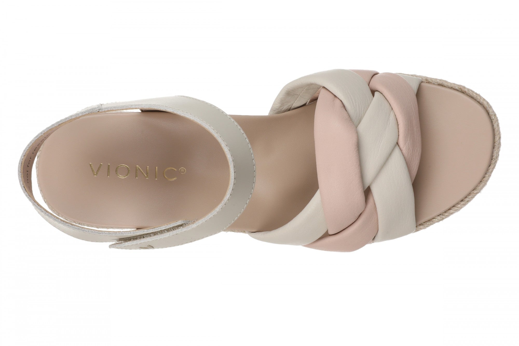 Vionic Saratoga Women's Wedge Comfort Espadrille Sandal - Cream/cameo Rose - Top