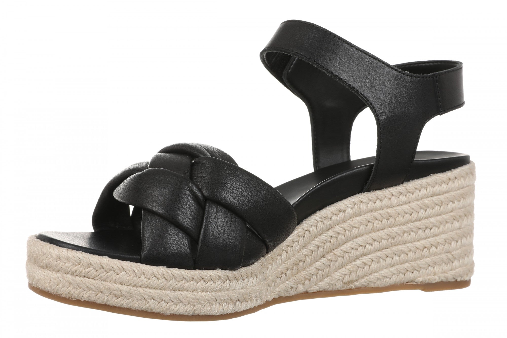 Vionic Saratoga Women's Wedge Comfort Espadrille Sandal - Black - Left angle