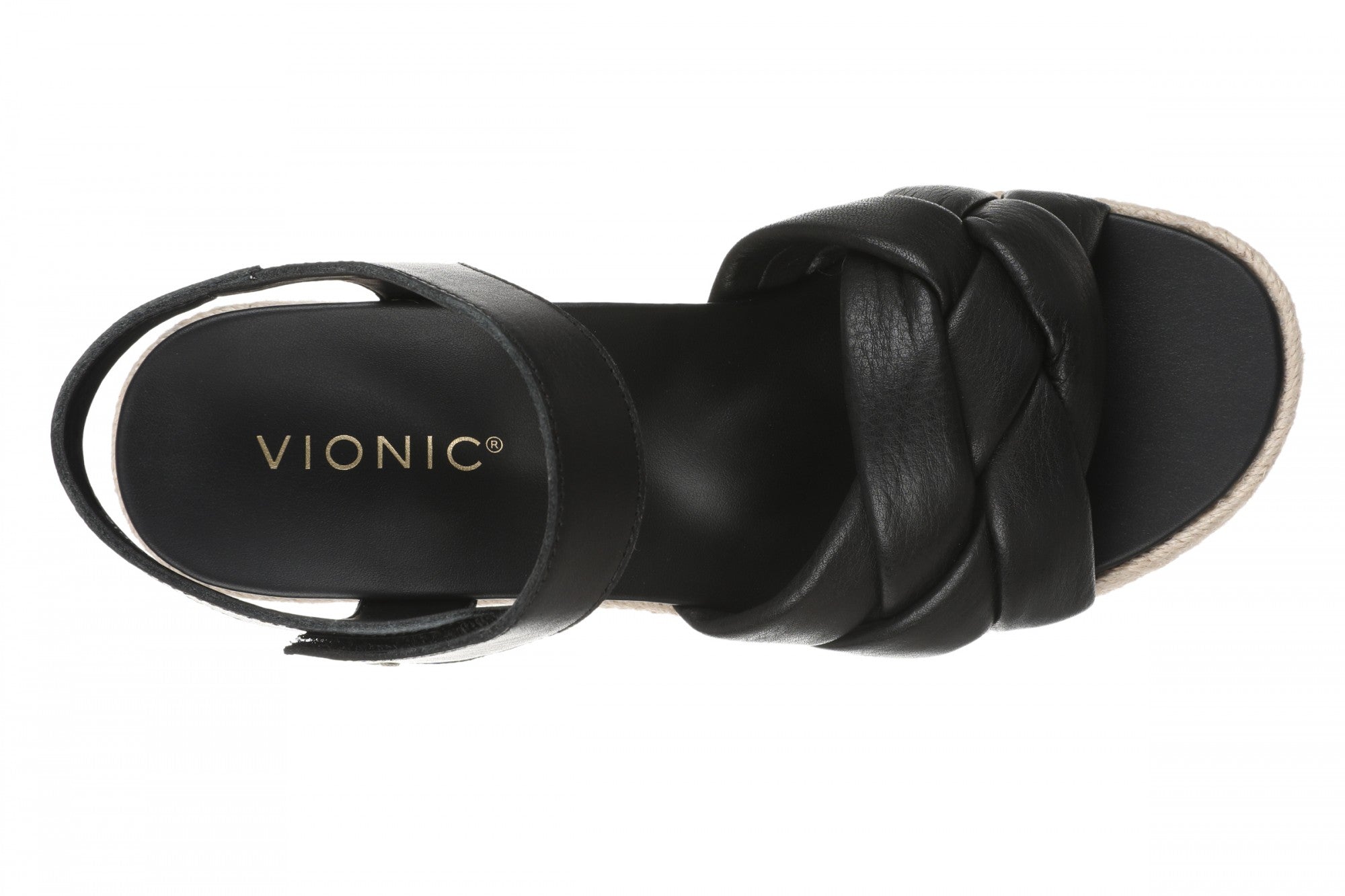 Vionic Saratoga Women's Wedge Comfort Espadrille Sandal - Black - Top