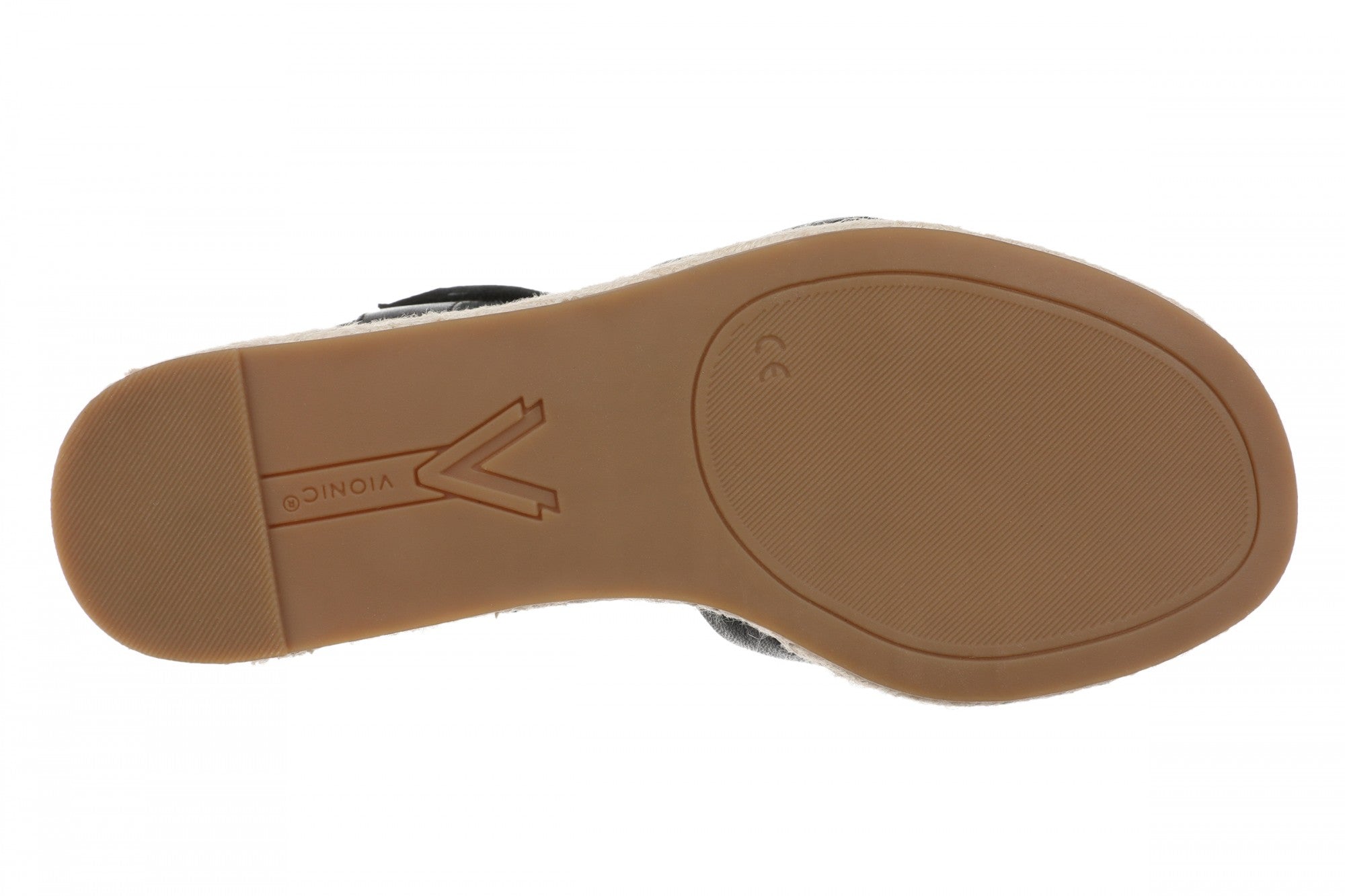 Vionic Saratoga Women's Wedge Comfort Espadrille Sandal - Black - Bottom