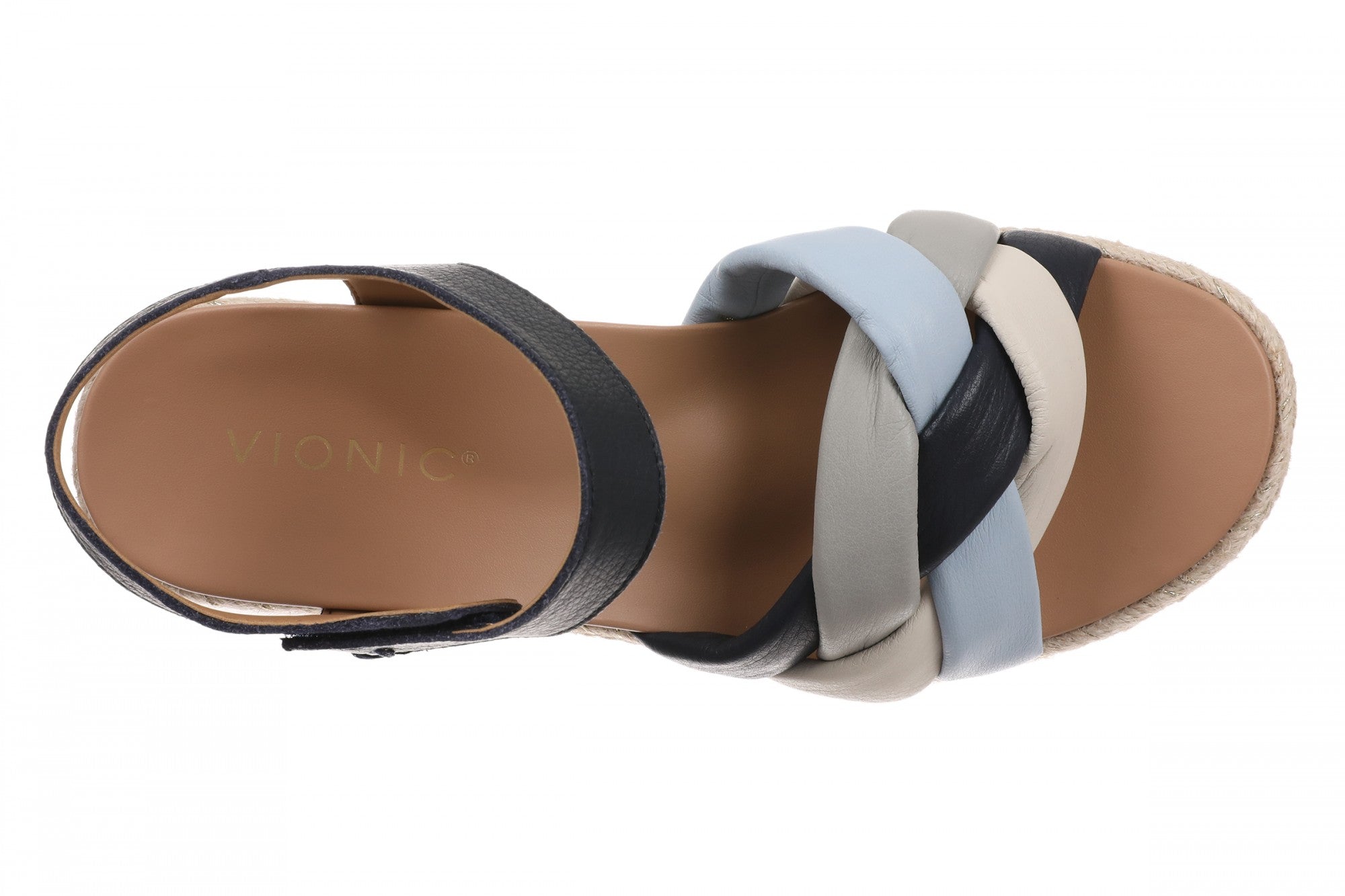 Vionic Saratoga Women's Wedge Comfort Espadrille Sandal - Navy Multi - Top