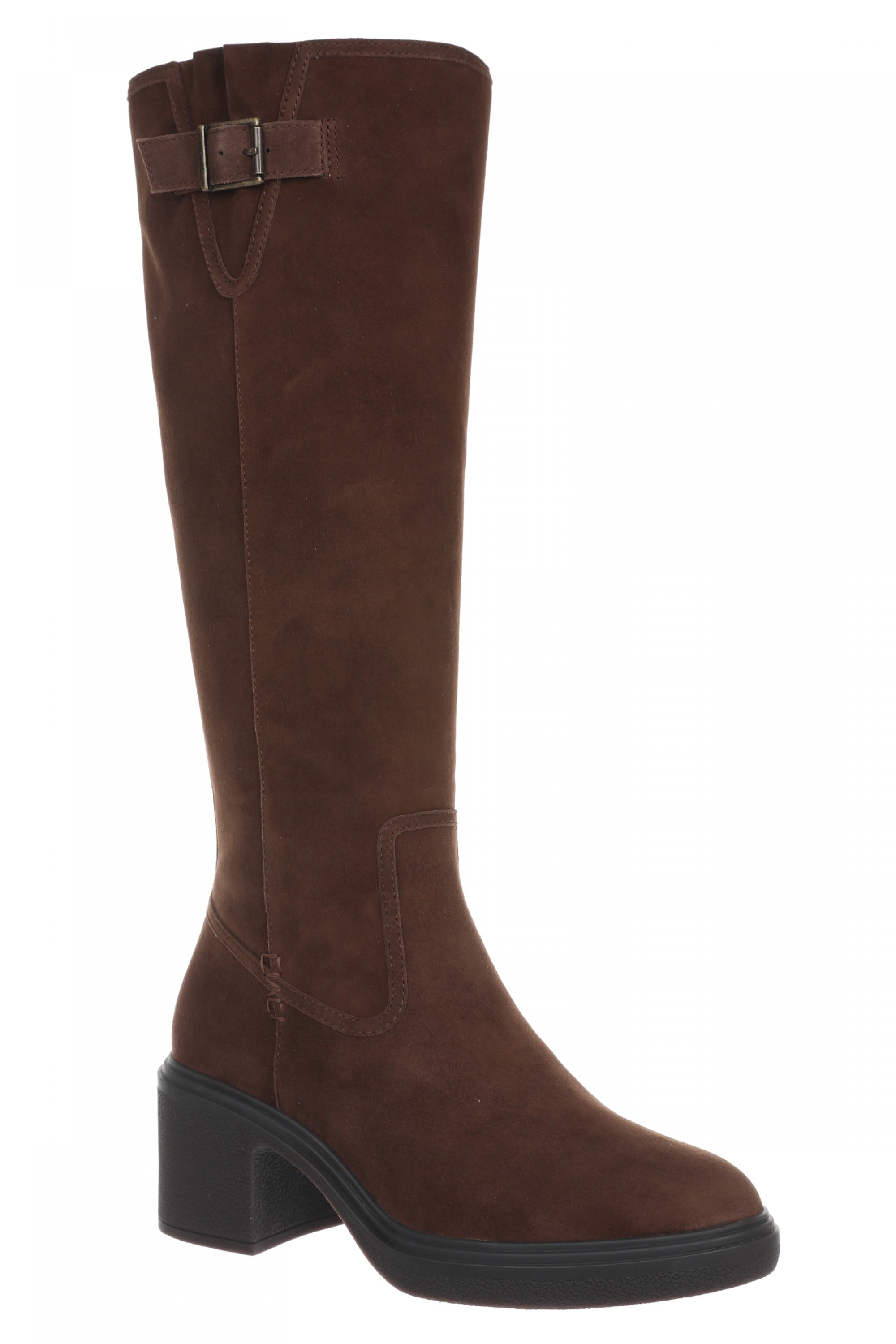 Vionic Sonora - Women's Comfortable Orthotic Moto Tall Boot with Arch Support - Coffee Wide Calf - Angle main