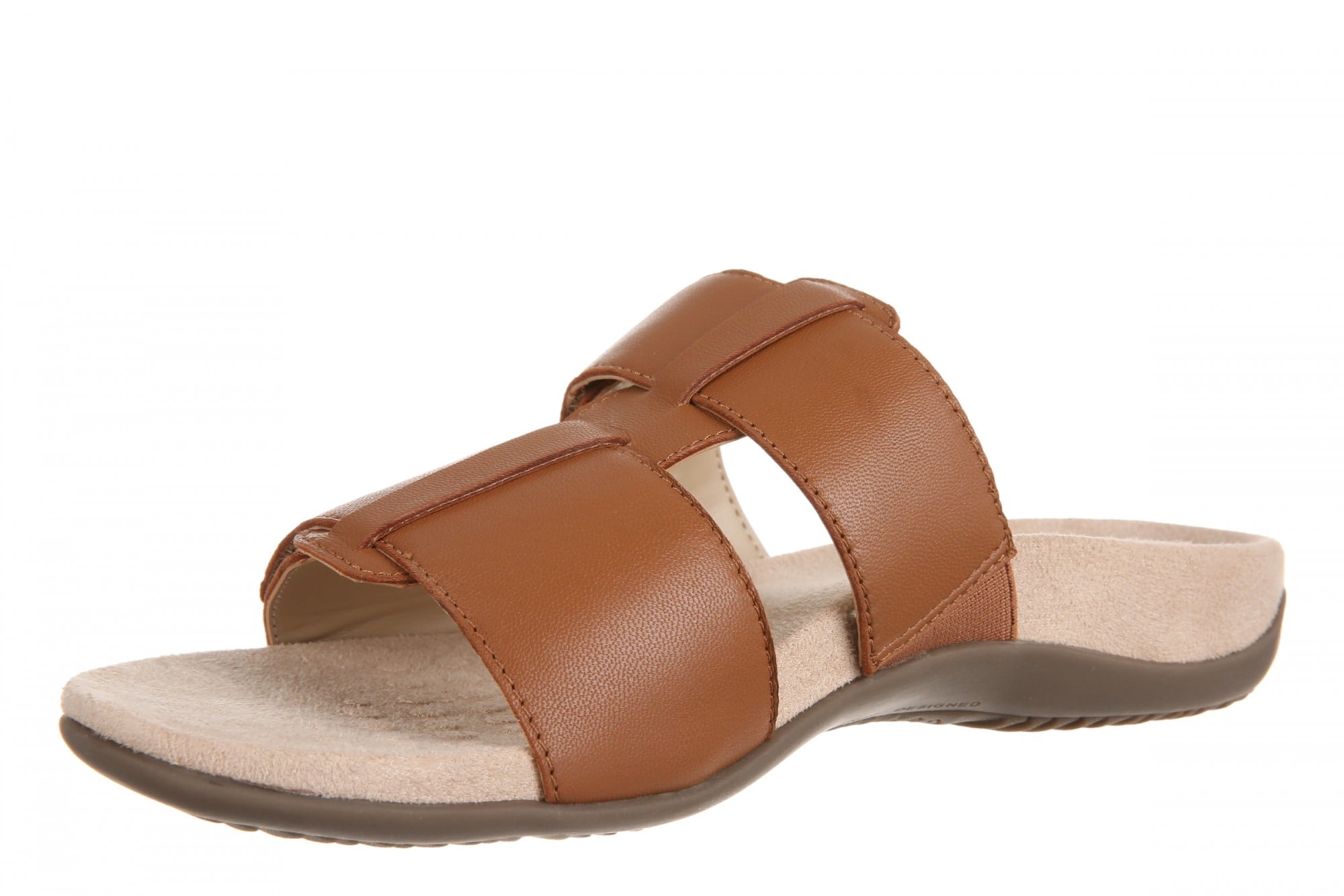 Vionic Riley Women's Cushioned Slide Sandal - Tan - Left angle