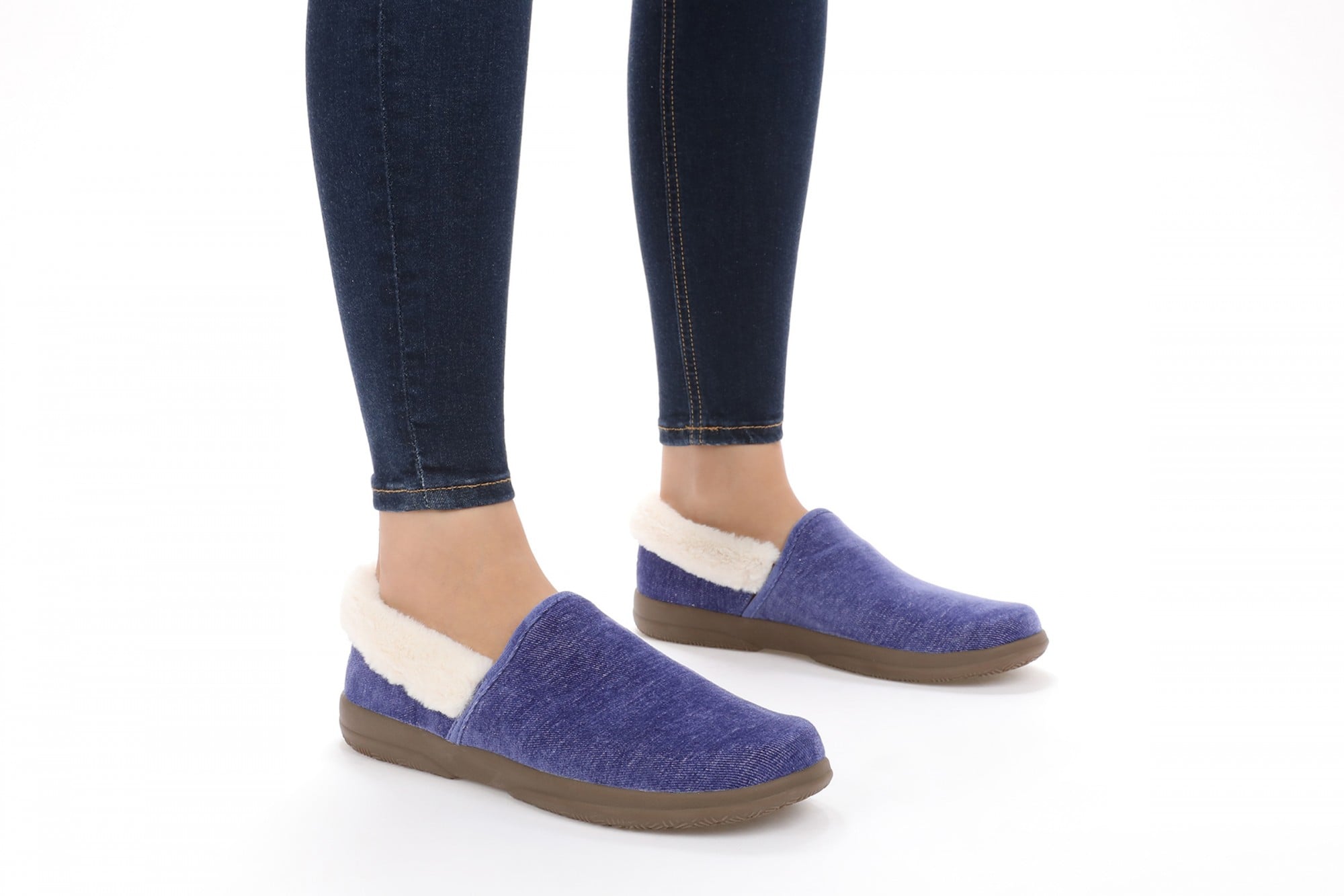 Vionic Clare Slipper - Women's Cozy Orthotic Arch Support Slippers - Denim - Lifestyle