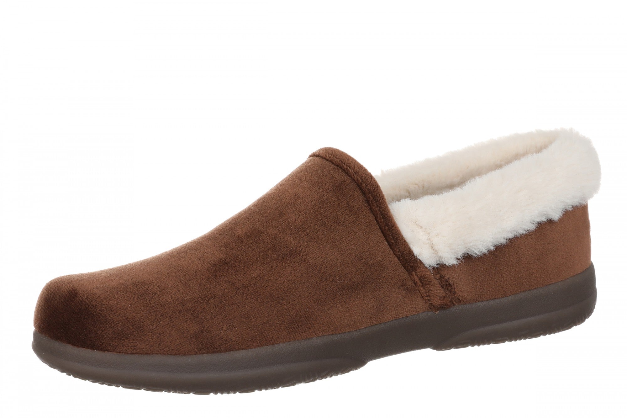 Vionic Clare Slipper - Women's Cozy Orthotic Arch Support Slippers - Chocolate - Left angle