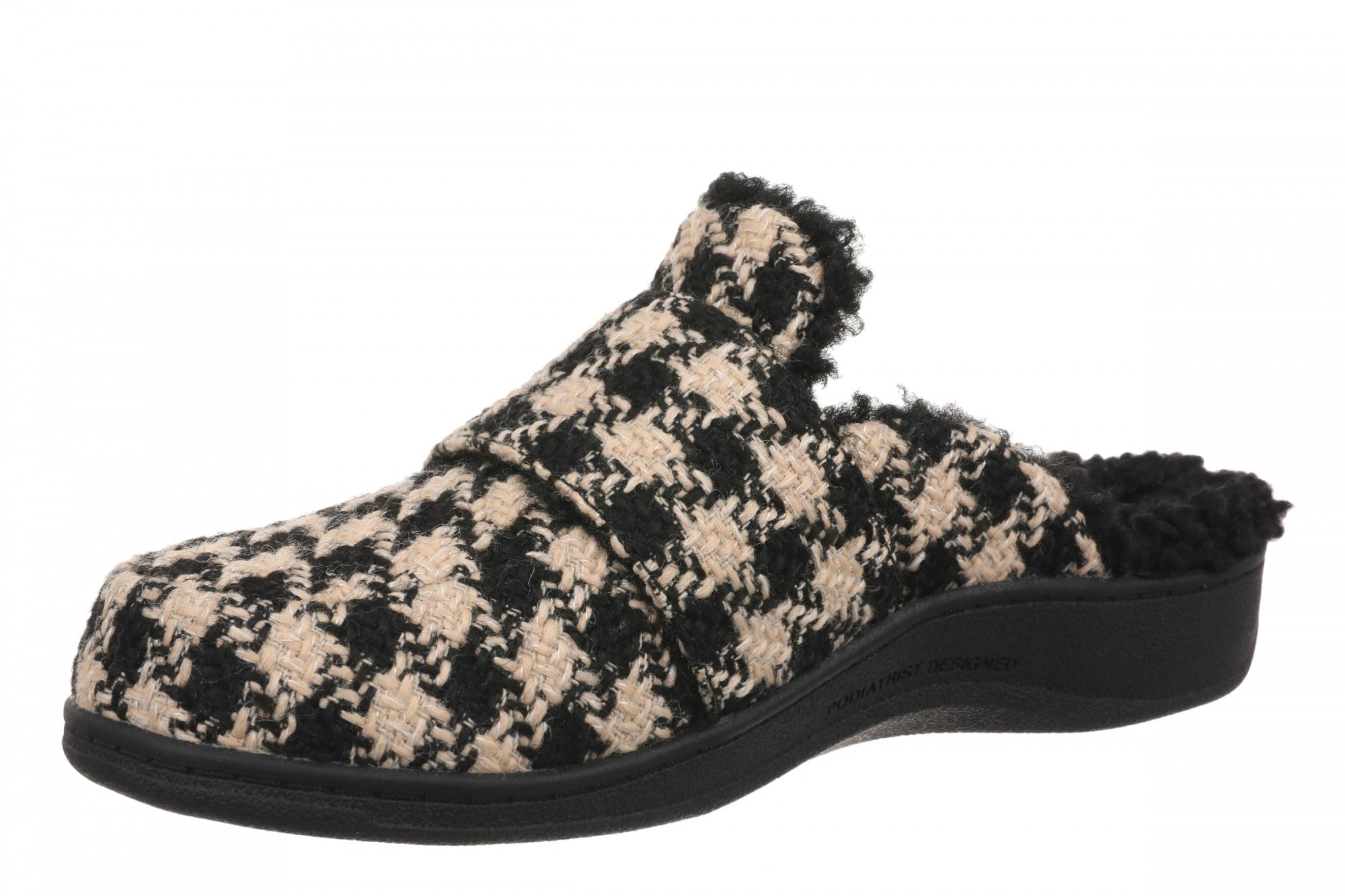 Vionic Gemma II Women's Mule/Clog Slipper - Black/cream - Left angle