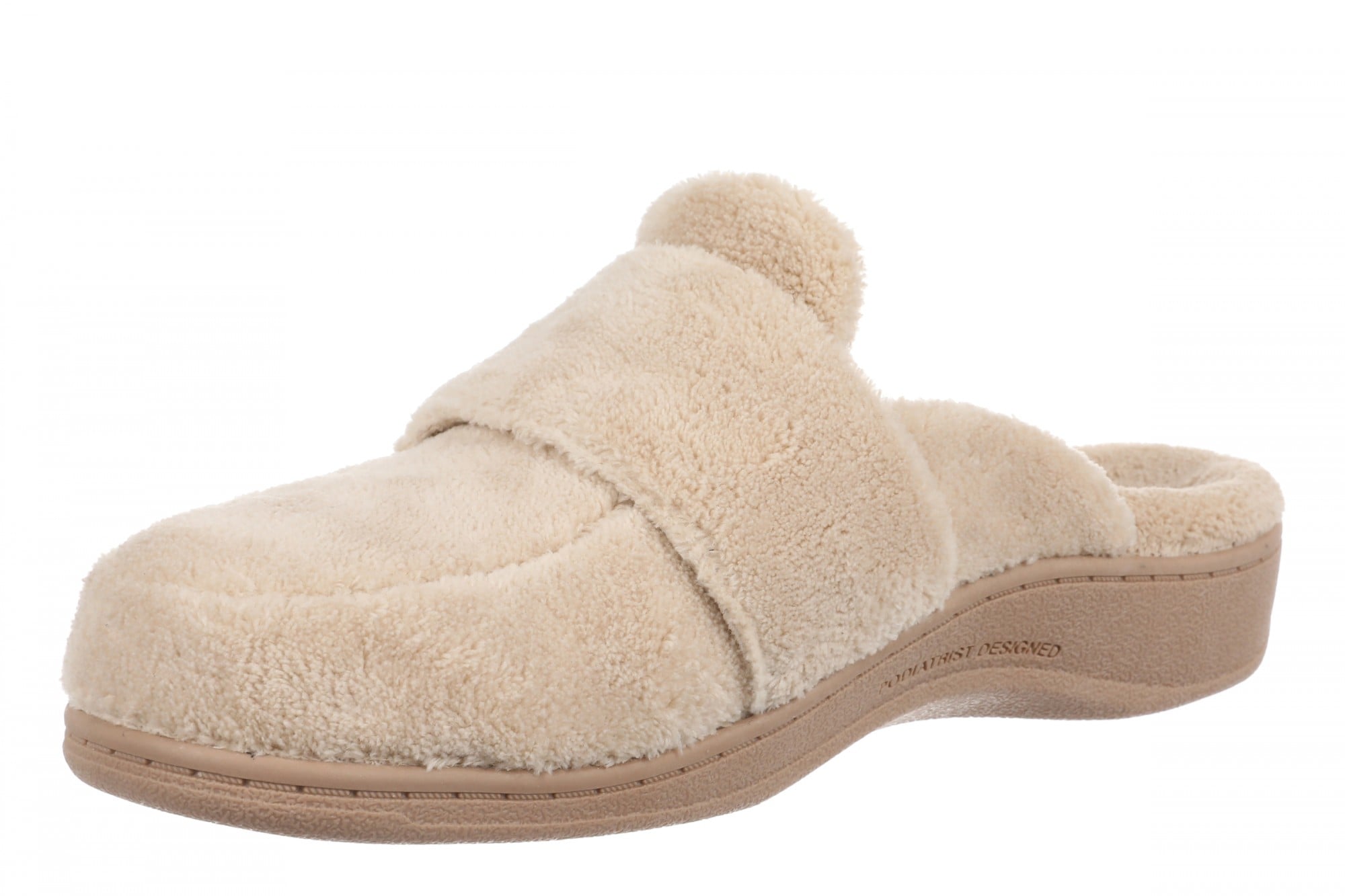 Vionic Gemma II Women's Mule/Clog Slipper - Tan Terry - Left angle