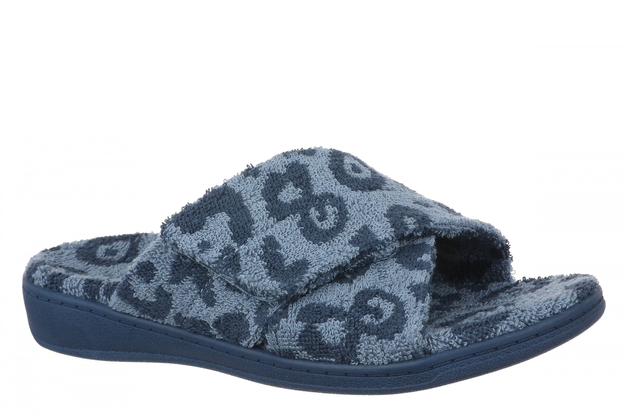 Vionic Relax II Women's Orthotic Slide Slippers - Blue Multi Terry - Angle main