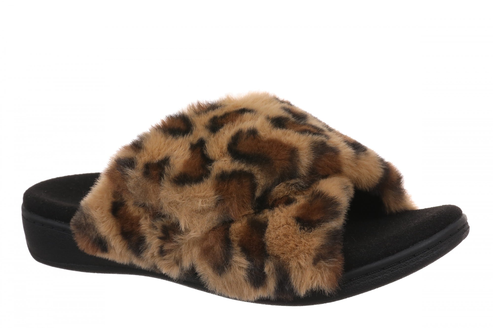 Vionic Relax II Women's Orthotic Slide Slippers in Brown Multi Leopard