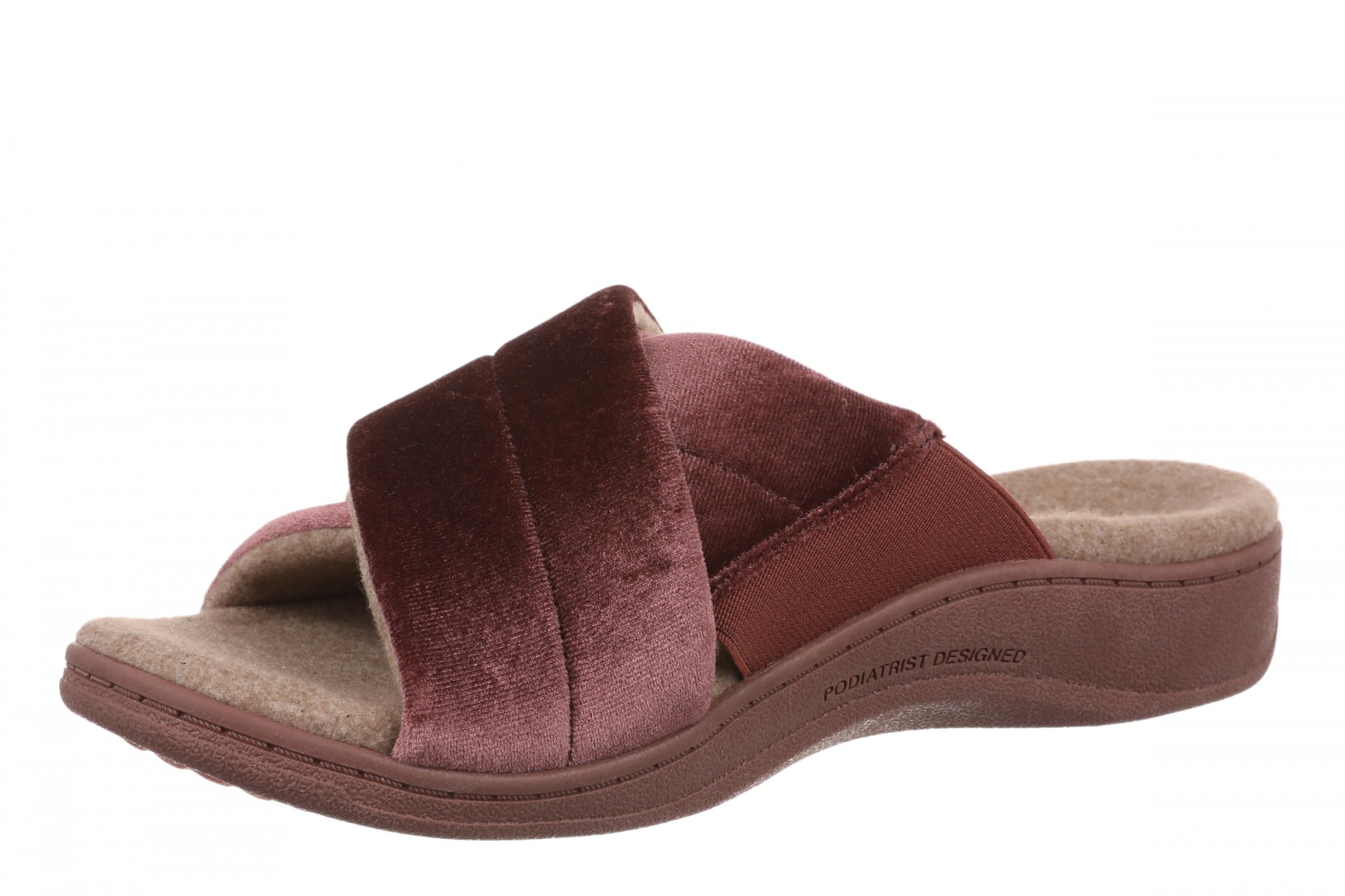 Vionic Relax II Women's Orthotic Slide Slippers - Sable Velvet - Left angle