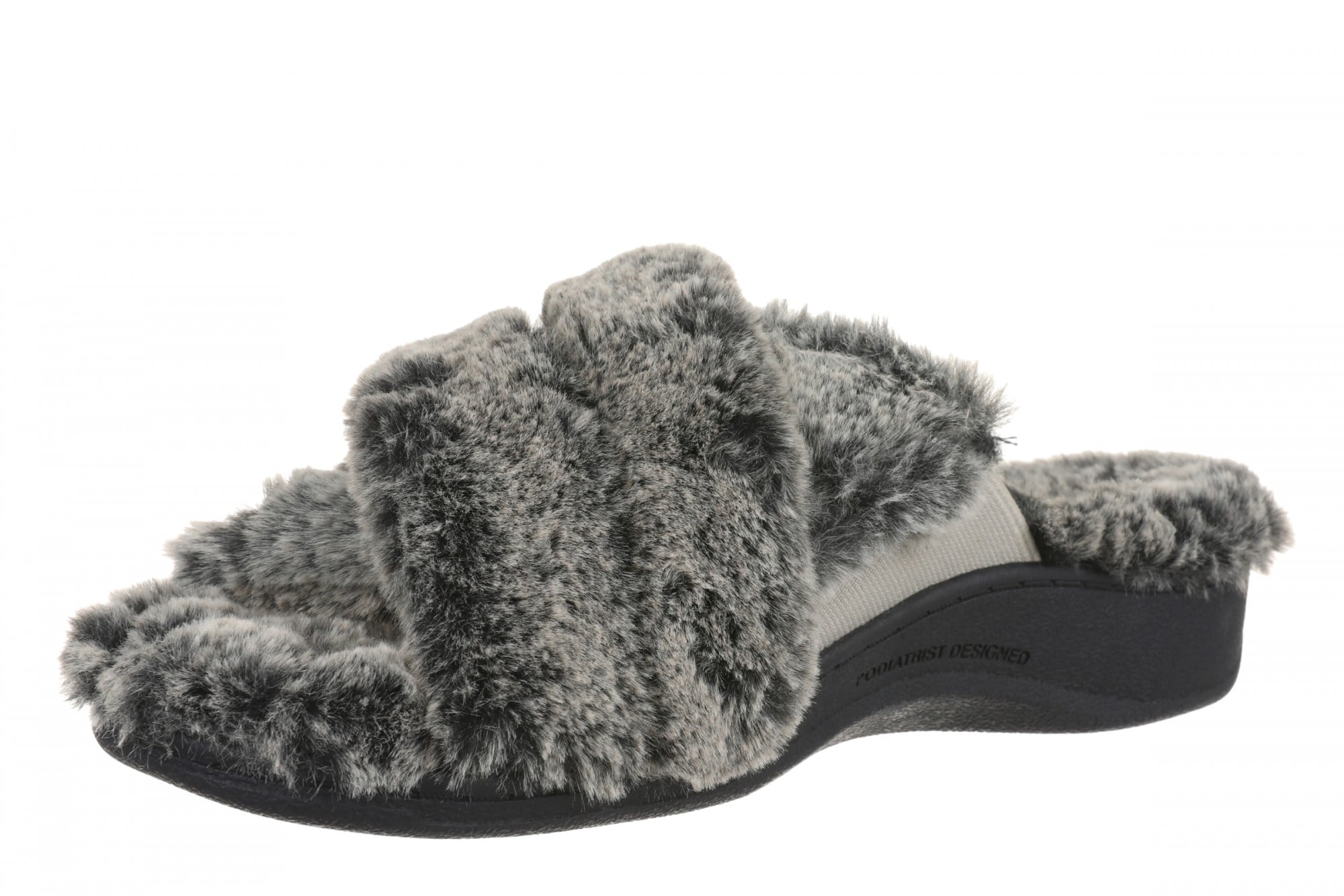 Vionic Relax II Women's Orthotic Slide Slippers - Dark Grey - Left angle