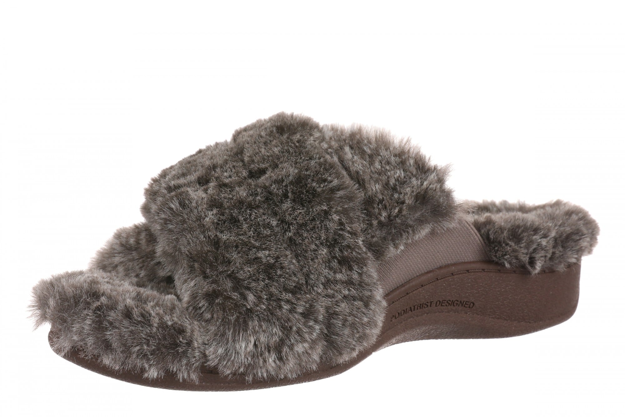 Vionic Relax II Women's Orthotic Slide Slippers - Dark Brown - Left angle