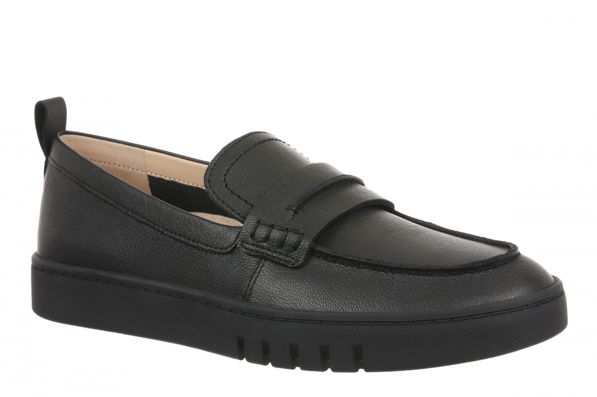 Vionic Chantel Women's Arch Support Slip-On Loafer Shoe in Black/Black