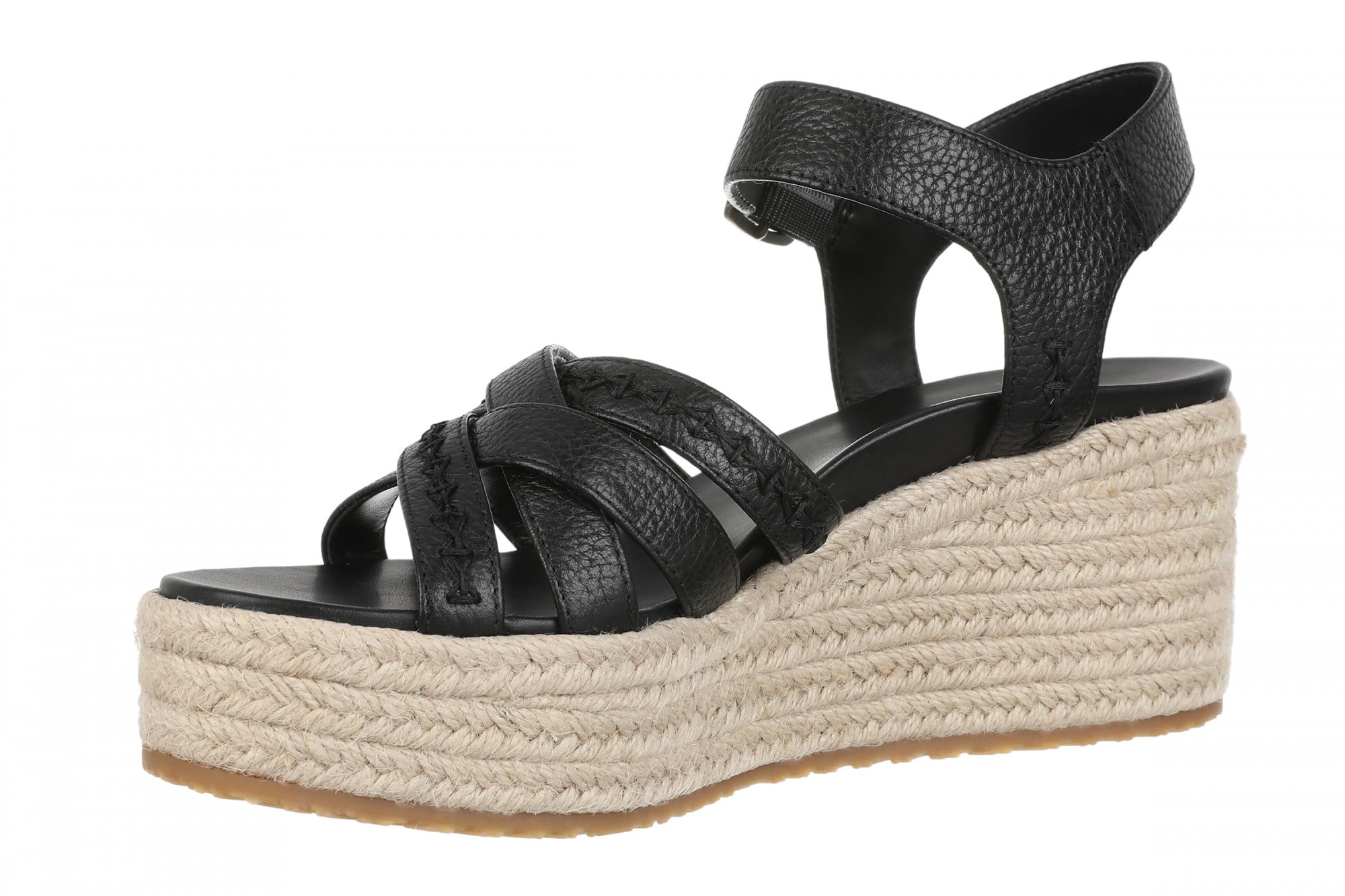 Vionic Dana Women's Orthotic Arch Support Espadrille Wedge Sandal - Black - Left angle