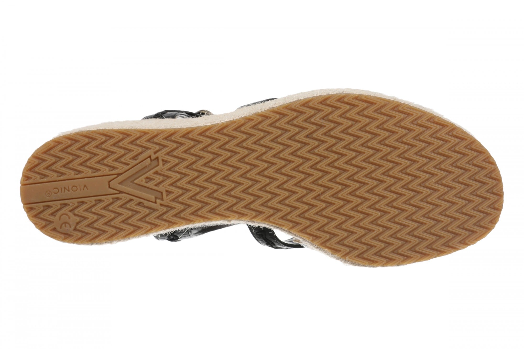 Vionic Dana Women's Orthotic Arch Support Espadrille Wedge Sandal - Black - Bottom