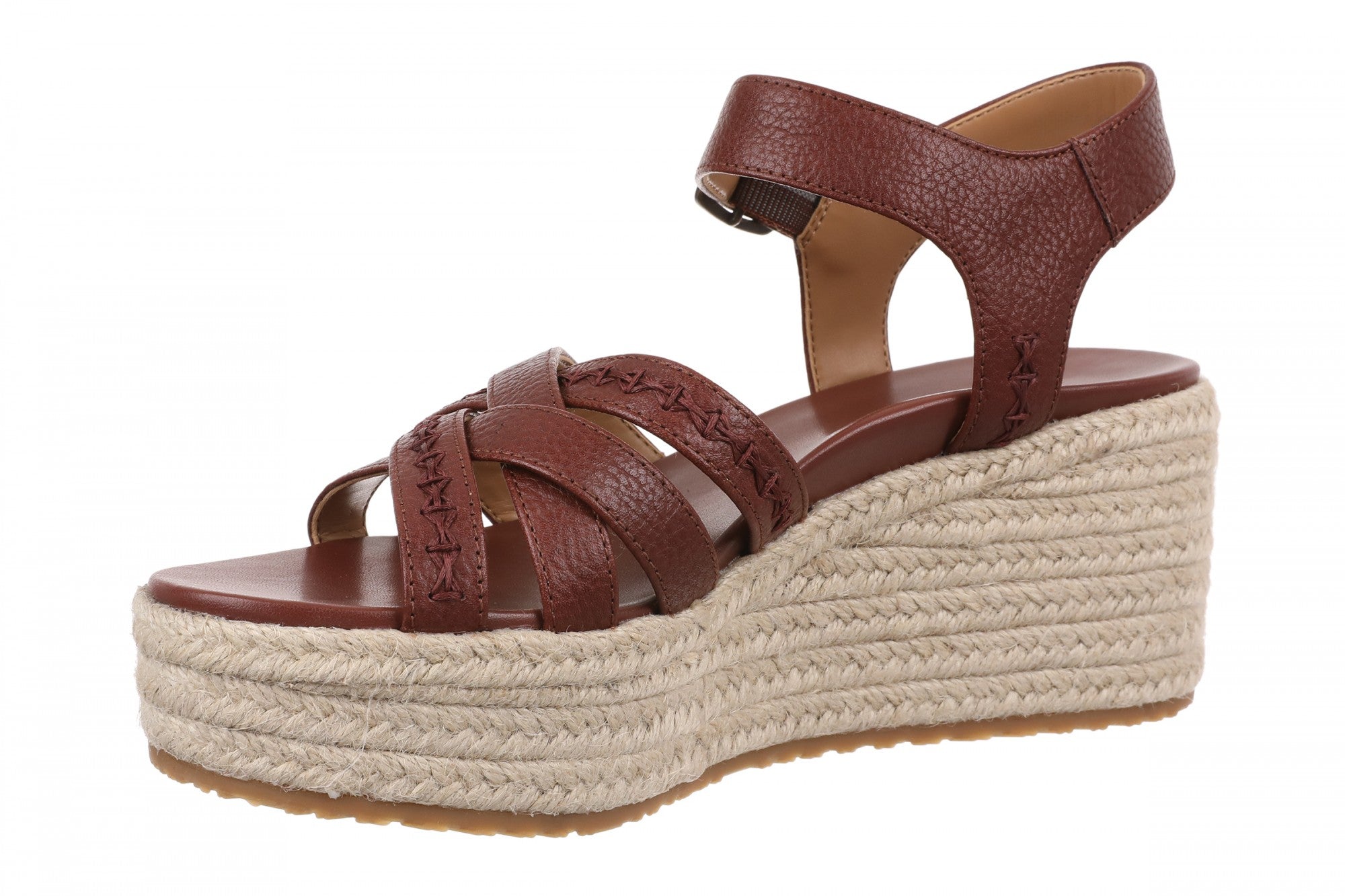 Vionic Dana Women's Orthotic Arch Support Espadrille Wedge Sandal - Sable - Left angle