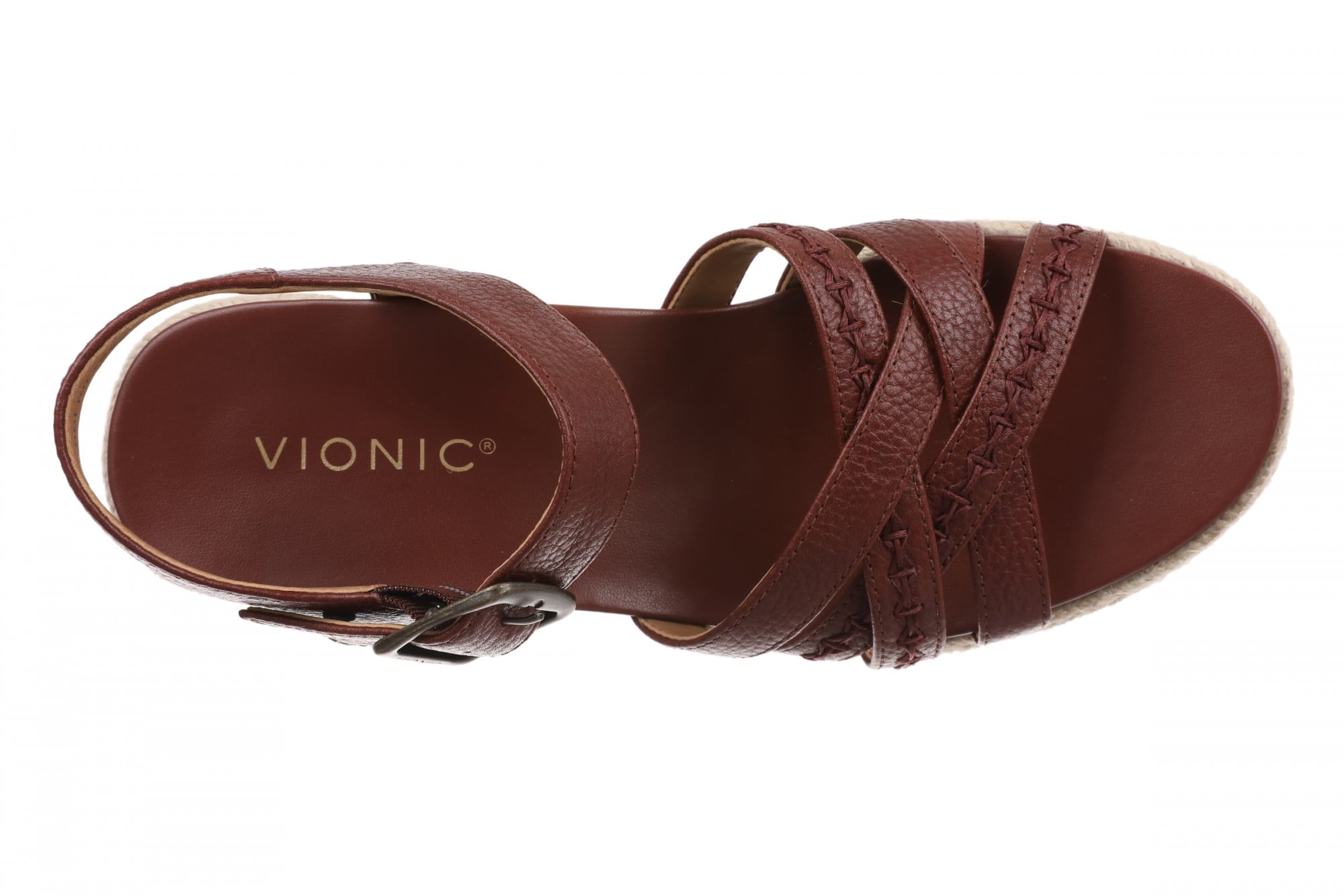 Vionic Dana Women's Orthotic Arch Support Espadrille Wedge Sandal - Sable - Top
