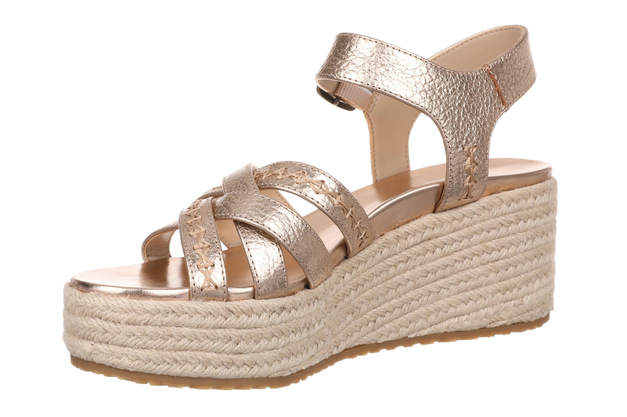 Vionic Dana Women's Orthotic Arch Support Espadrille Wedge Sandal - Bronze - Left angle