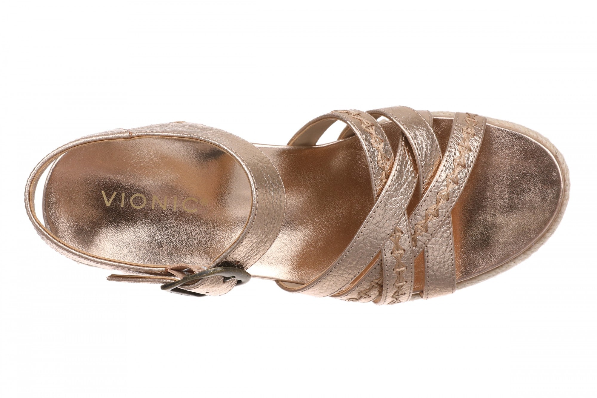 Vionic Dana Women's Orthotic Arch Support Espadrille Wedge Sandal - Bronze - Top