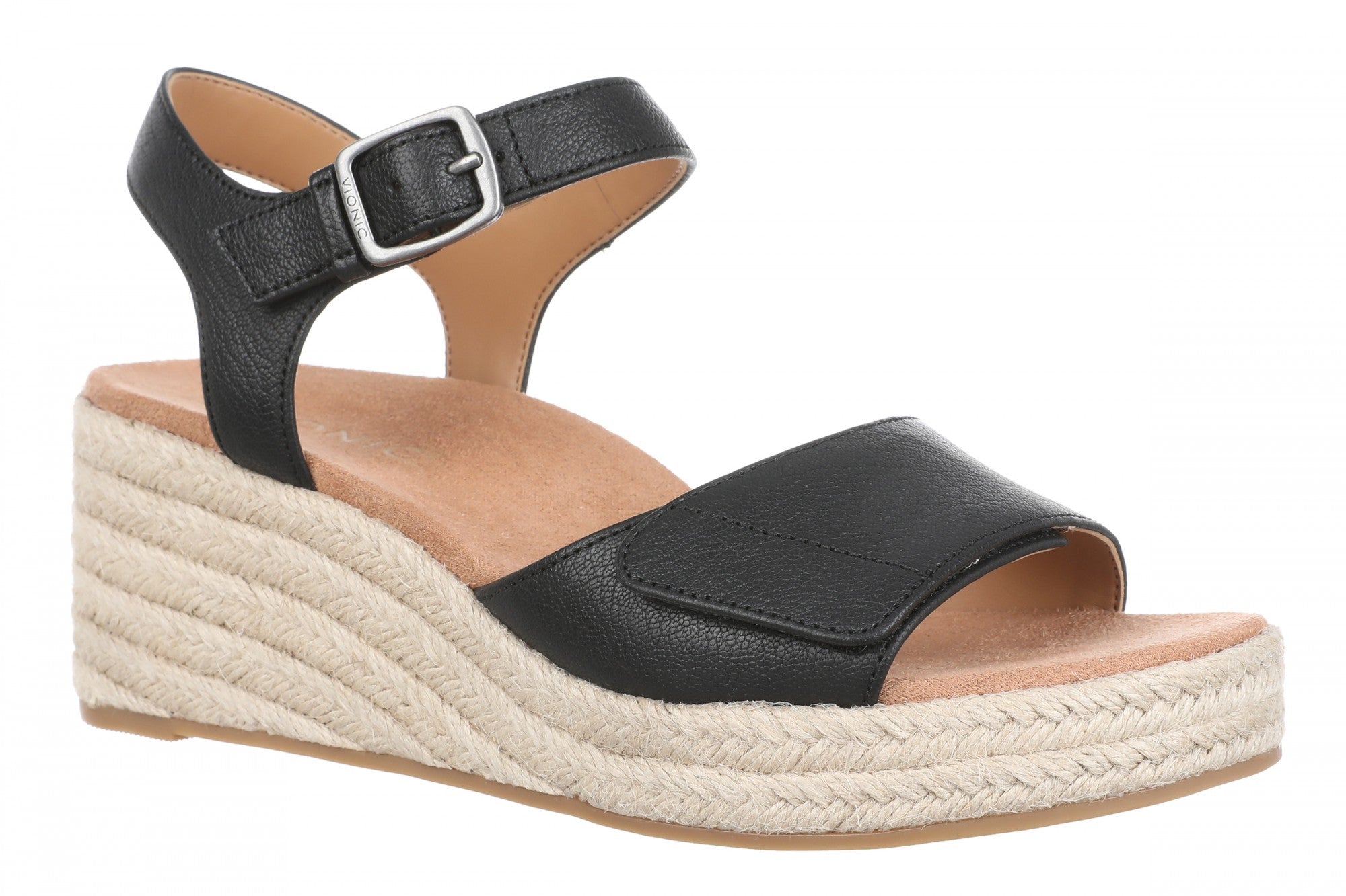 Vionic Sable Women's Platform Supportive Wedge Sandal in Black