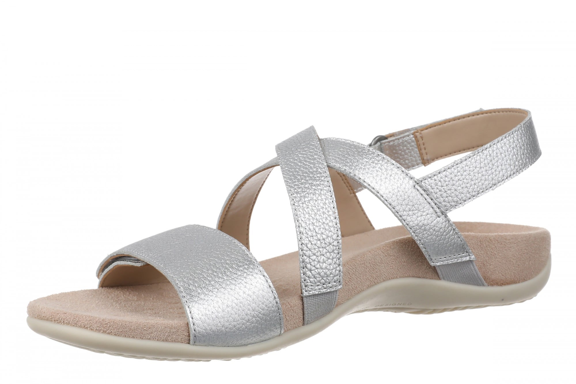 Vionic Raya Women's Cushioned Slingback Sandal - Silver - Left angle