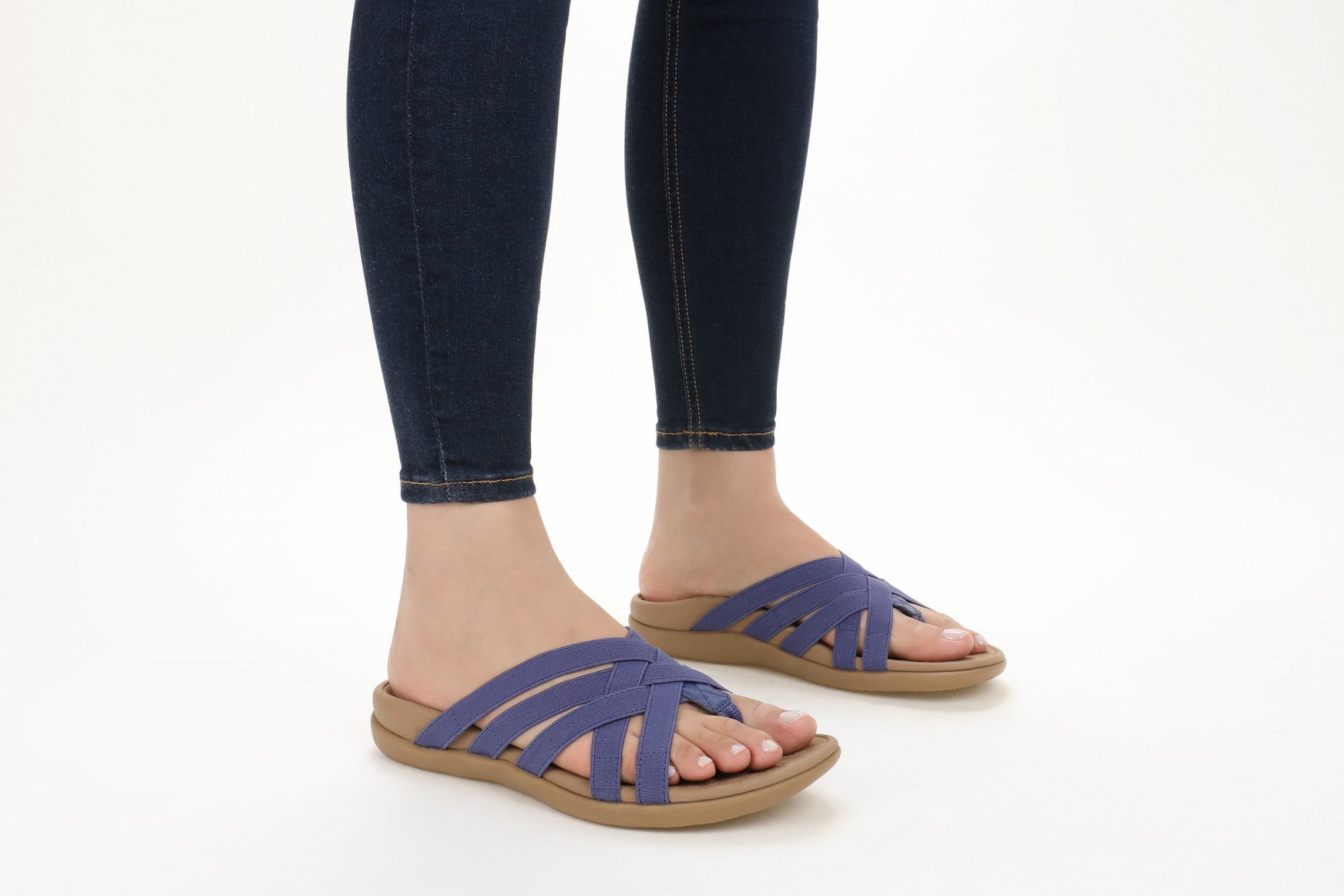 Vionic Tia Women's Sandal - Women's Stretchy Gore Orthotic Arch Support Sandal - Skipper Blue - Lifestyle