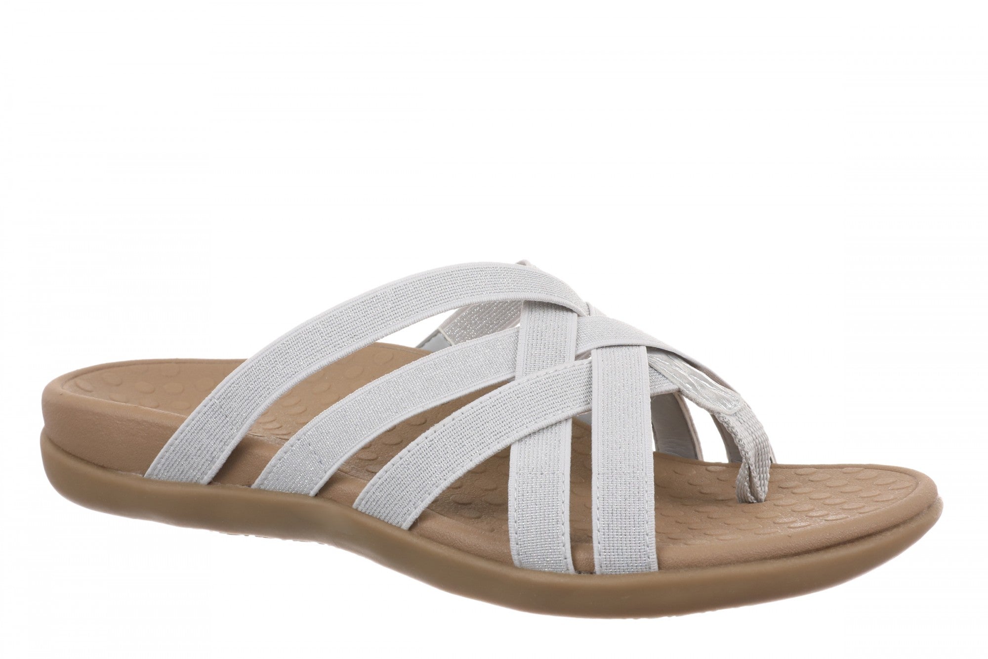 Vionic Tia Women's Sandal - Women's Stretchy Gore Orthotic Arch Support Sandal in Silver