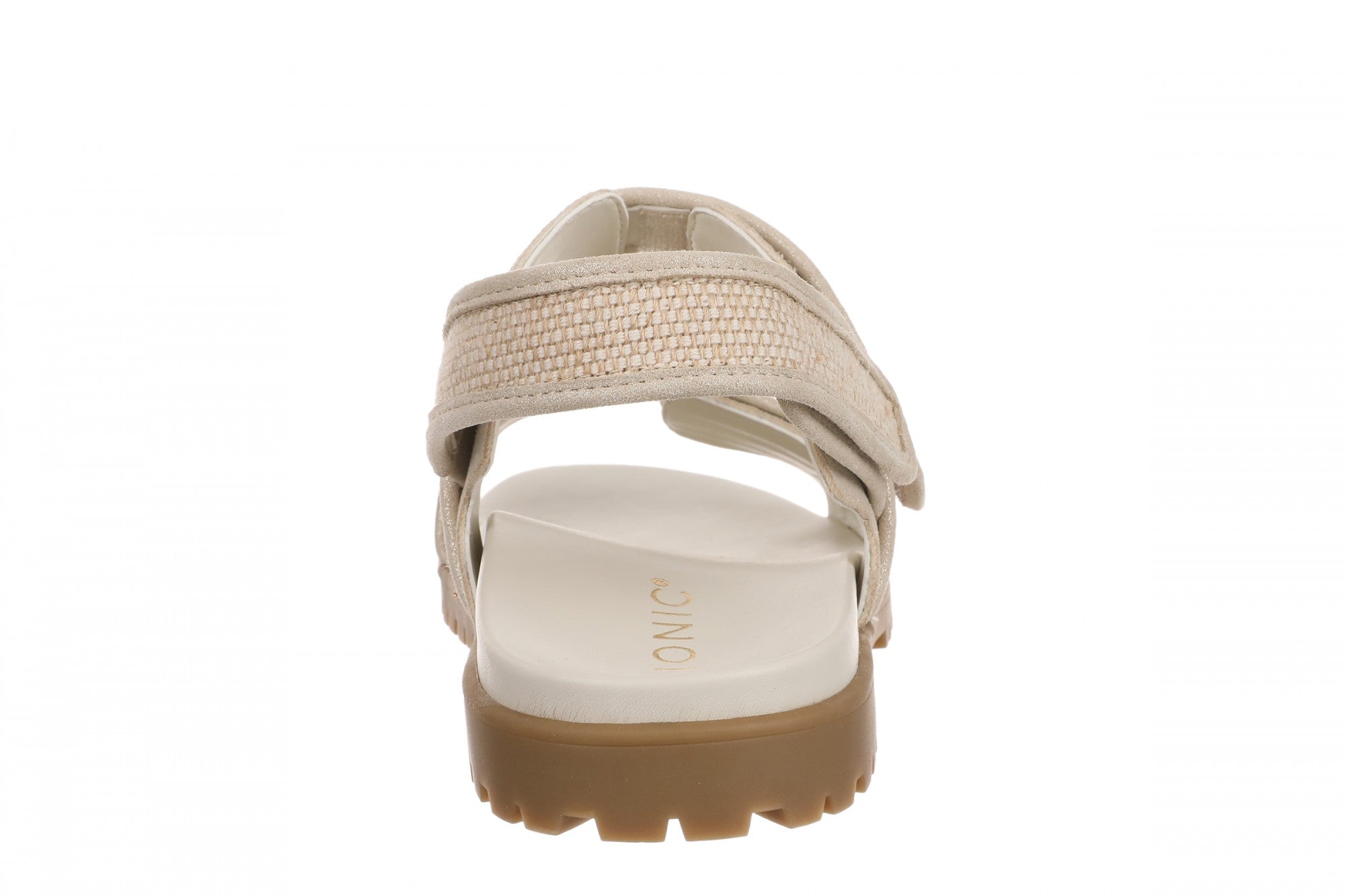 Vionic Cassidy Women's Adjustable Strap Sandal - Gold Linen Metal Leather - Back