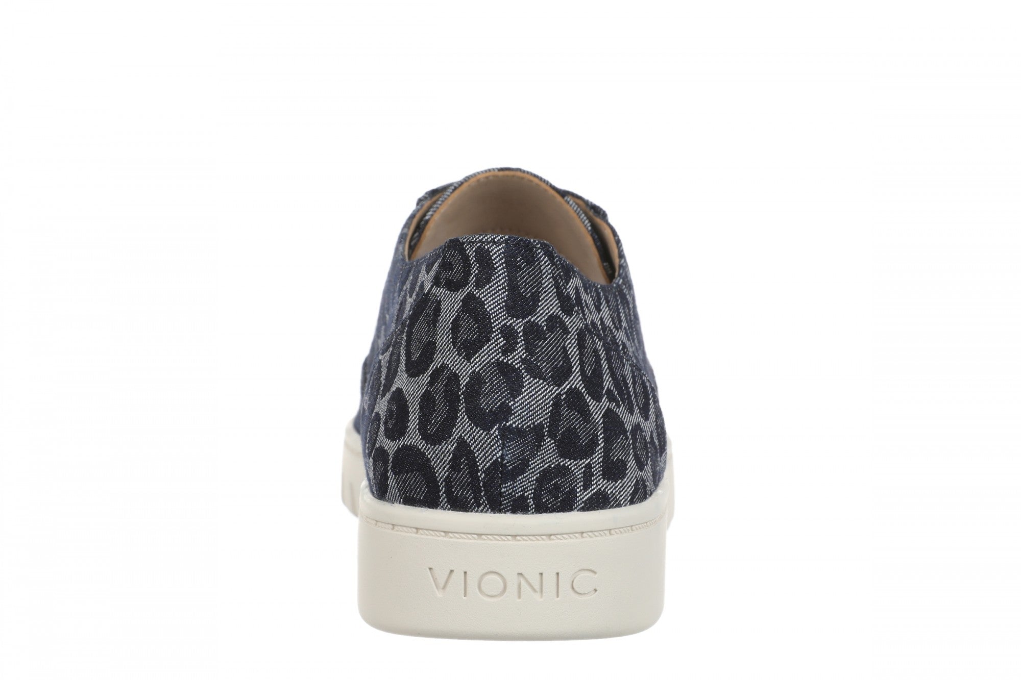 Vionic Callie Womens Loafer Slip On Hybrid Oxford - Women's Comfortable Hybrid Loafer - Leopard Pattern Denim - Back