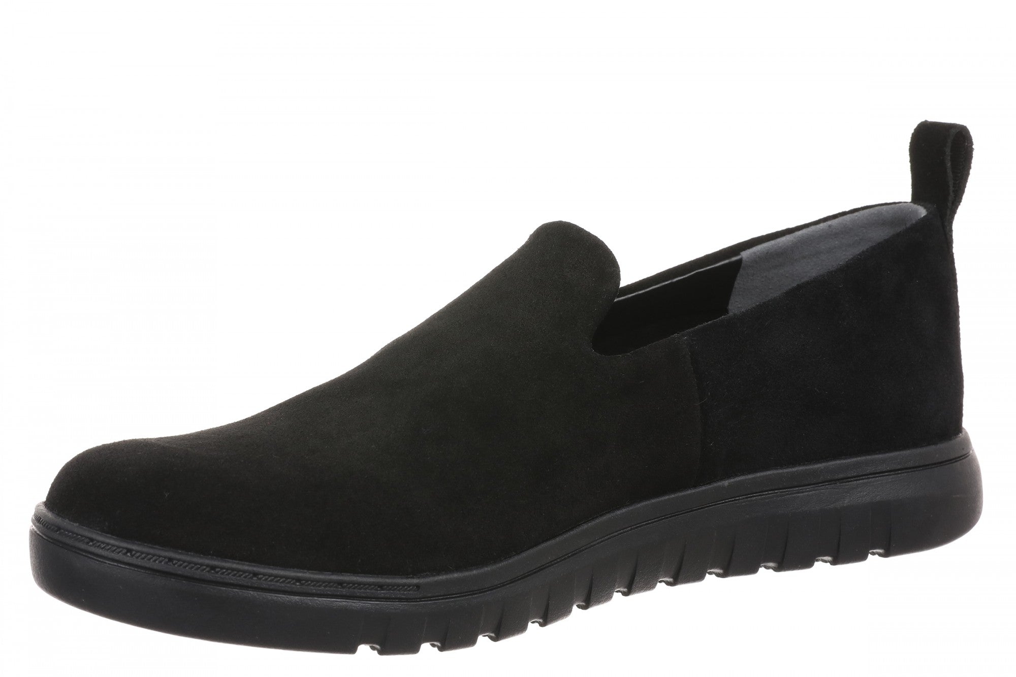 Vionic Uptown Willa Women's Orthotic Slip-On Loafer - Black Suede - Left angle