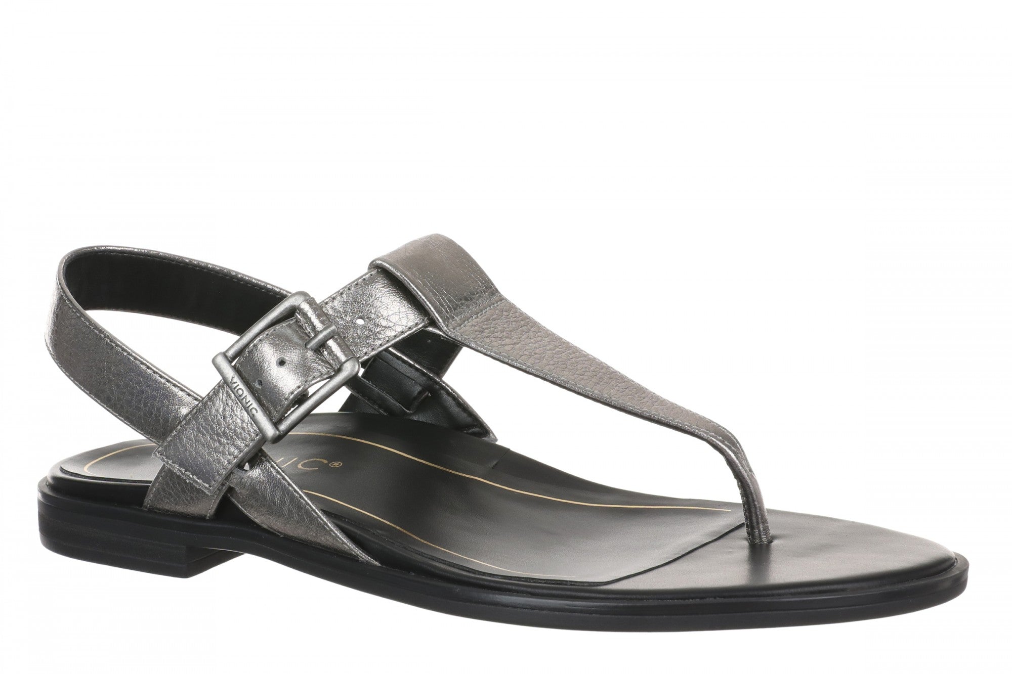 Vionic Cora Women's Adjustable Strap Thong Sandal - Pewter - Angle main