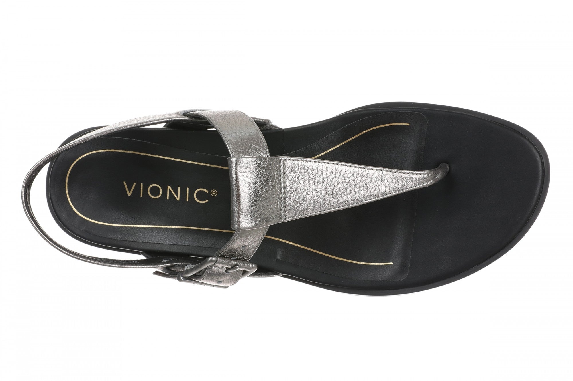 Vionic Cora Women's Adjustable Strap Thong Sandal - Pewter - Top