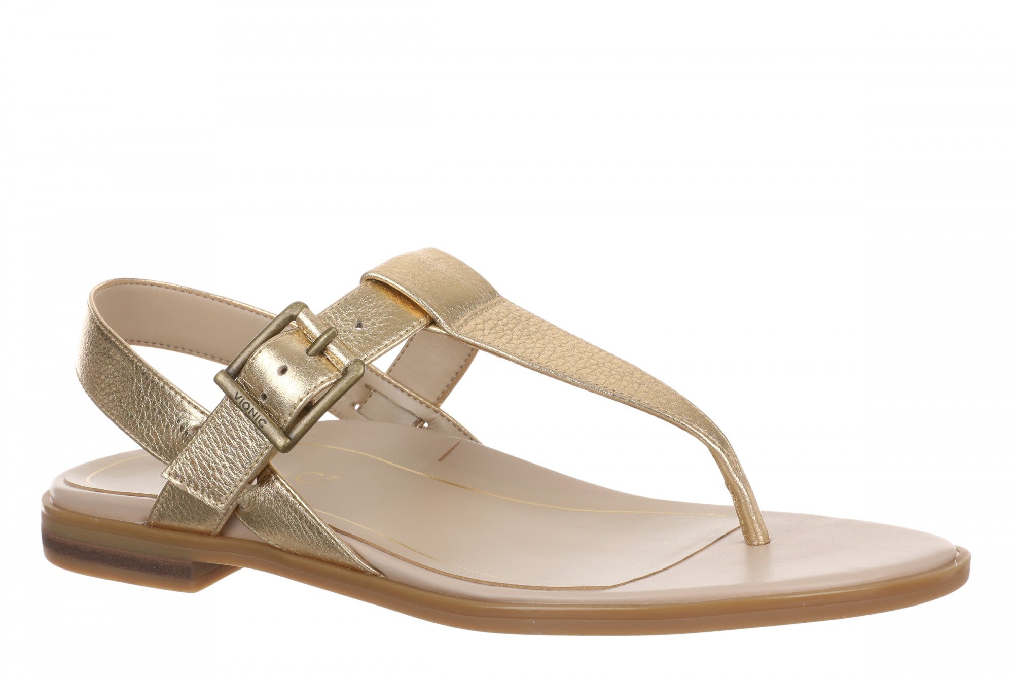 Vionic Cora Women's Supportive Thong Sandal in Gold