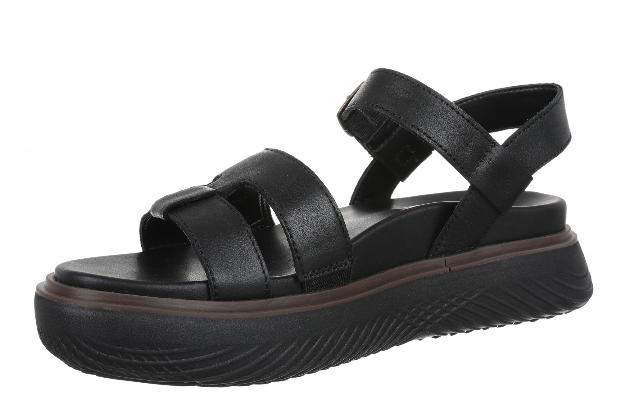 Vionic Solana Women's Adjustable Slide Platform Sandal - Black - Left angle