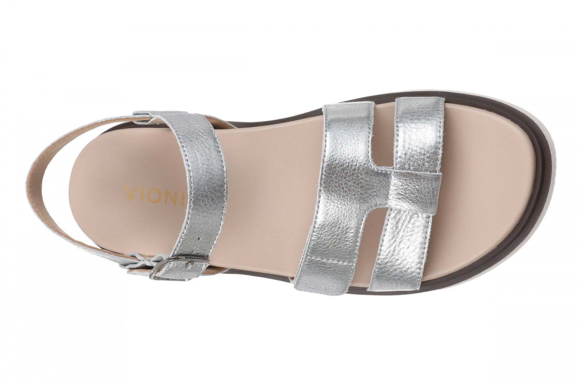 Vionic Solana Women's Adjustable Slide Platform Sandal - Silver - Top