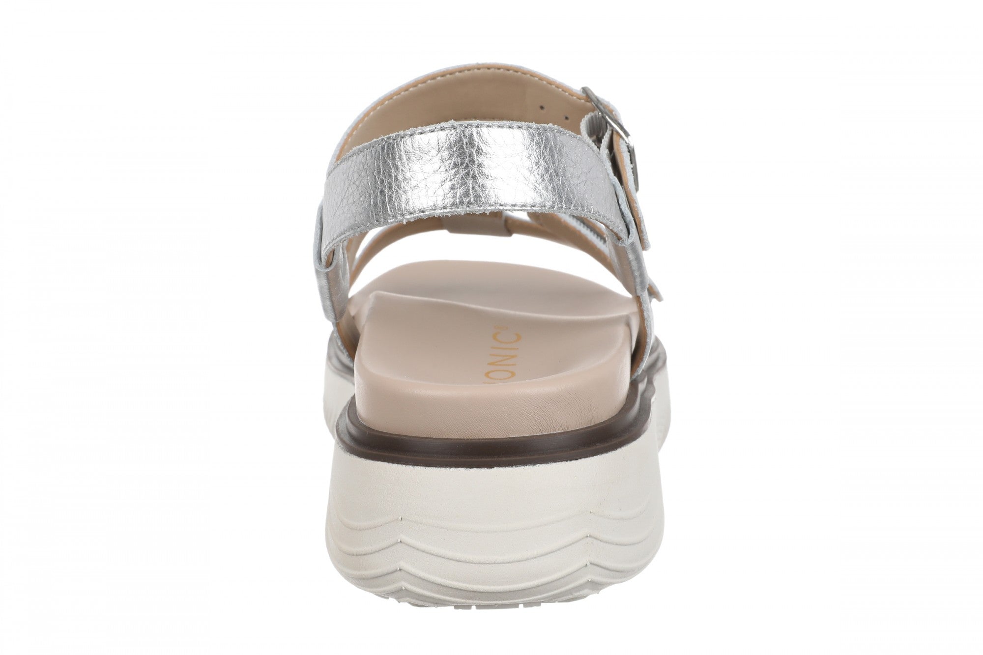 Vionic Solana Women's Adjustable Slide Platform Sandal - Silver - Back