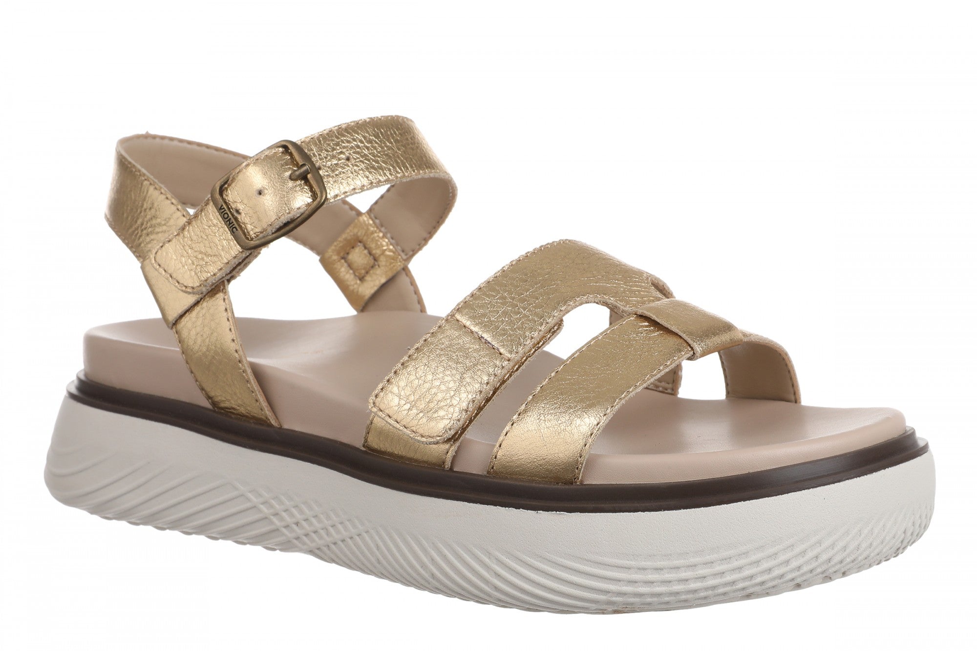 Vionic Solana Women's Adjustable Slide Platform Sandal - Gold - Angle main
