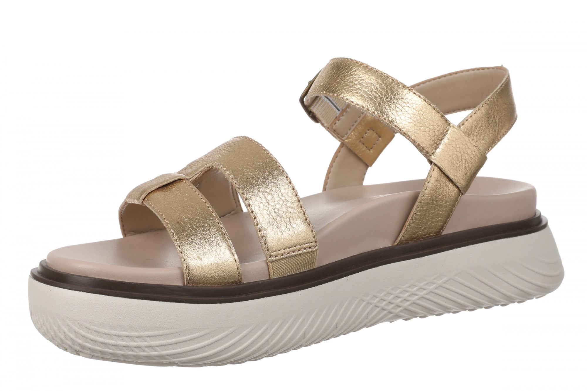 Vionic Solana Women's Adjustable Slide Platform Sandal - Gold - Left angle