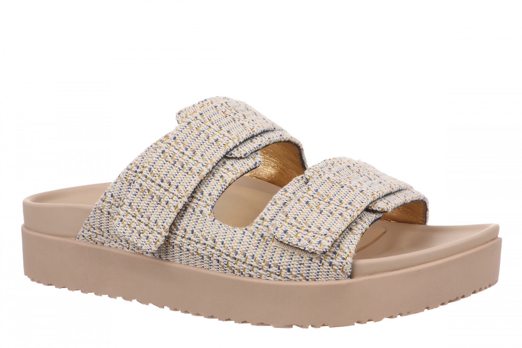 Vionic Riviera Women's Comfort Slide Sandal - Cream/gold - Angle main
