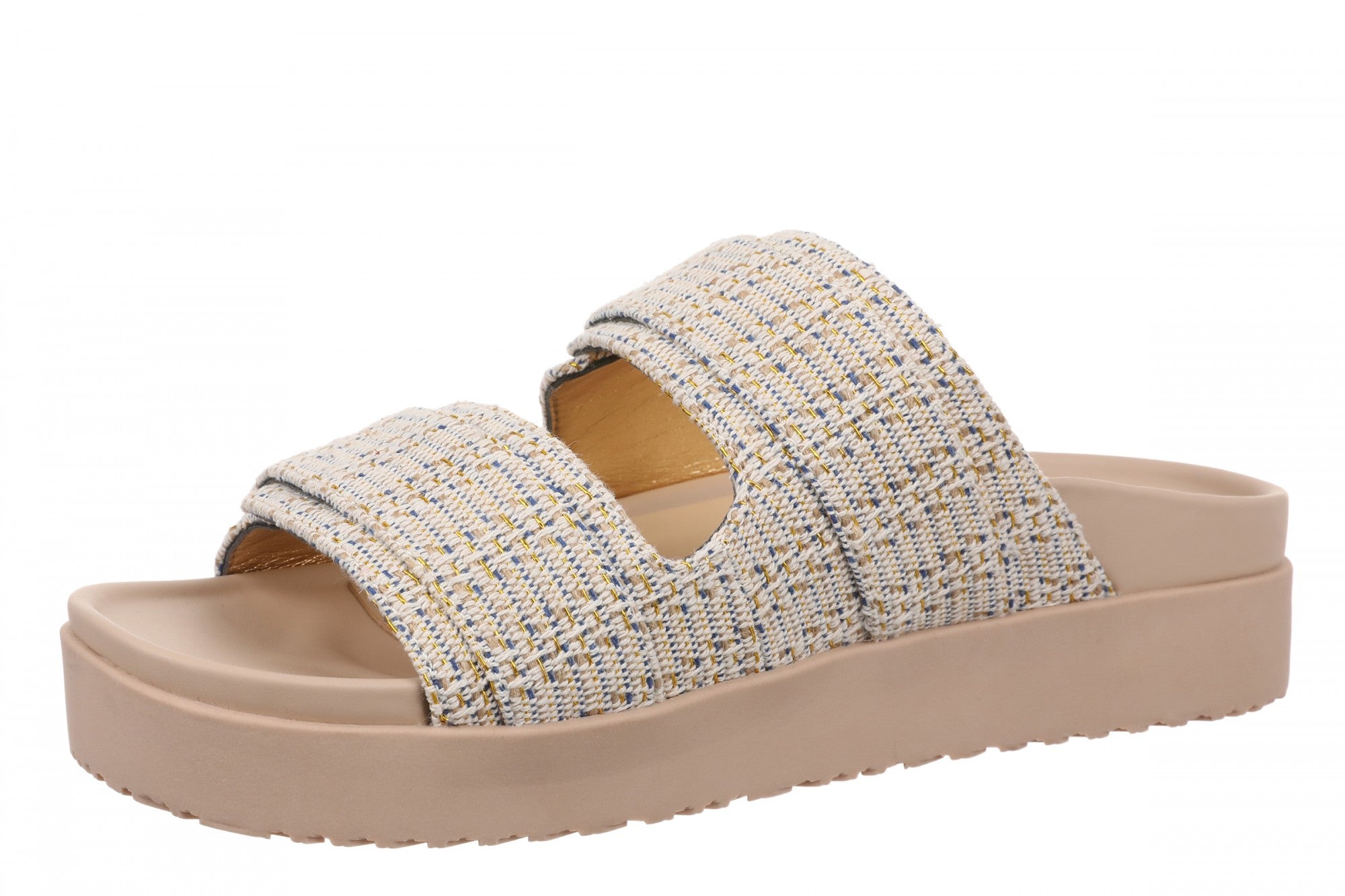 Vionic Riviera Women's Comfort Slide Sandal - Cream/gold - Left angle