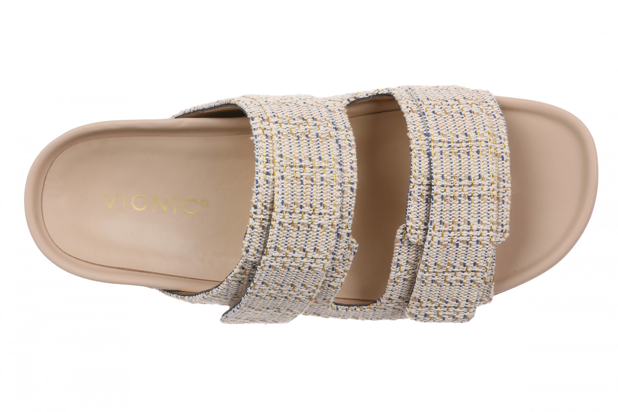 Vionic Riviera Women's Comfort Slide Sandal - Cream/gold - Top
