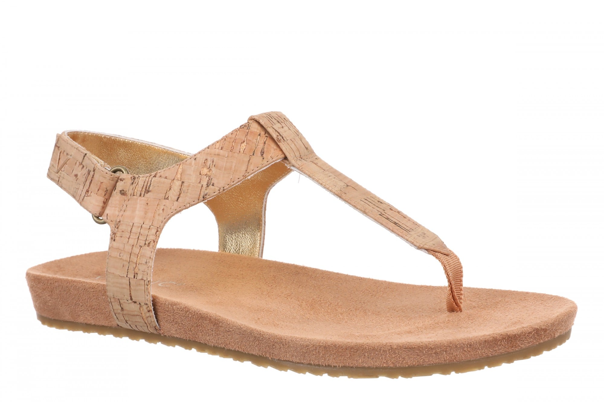 Vionic Palisades Women's Arch Support T-Strap Sandal in Gold Cork